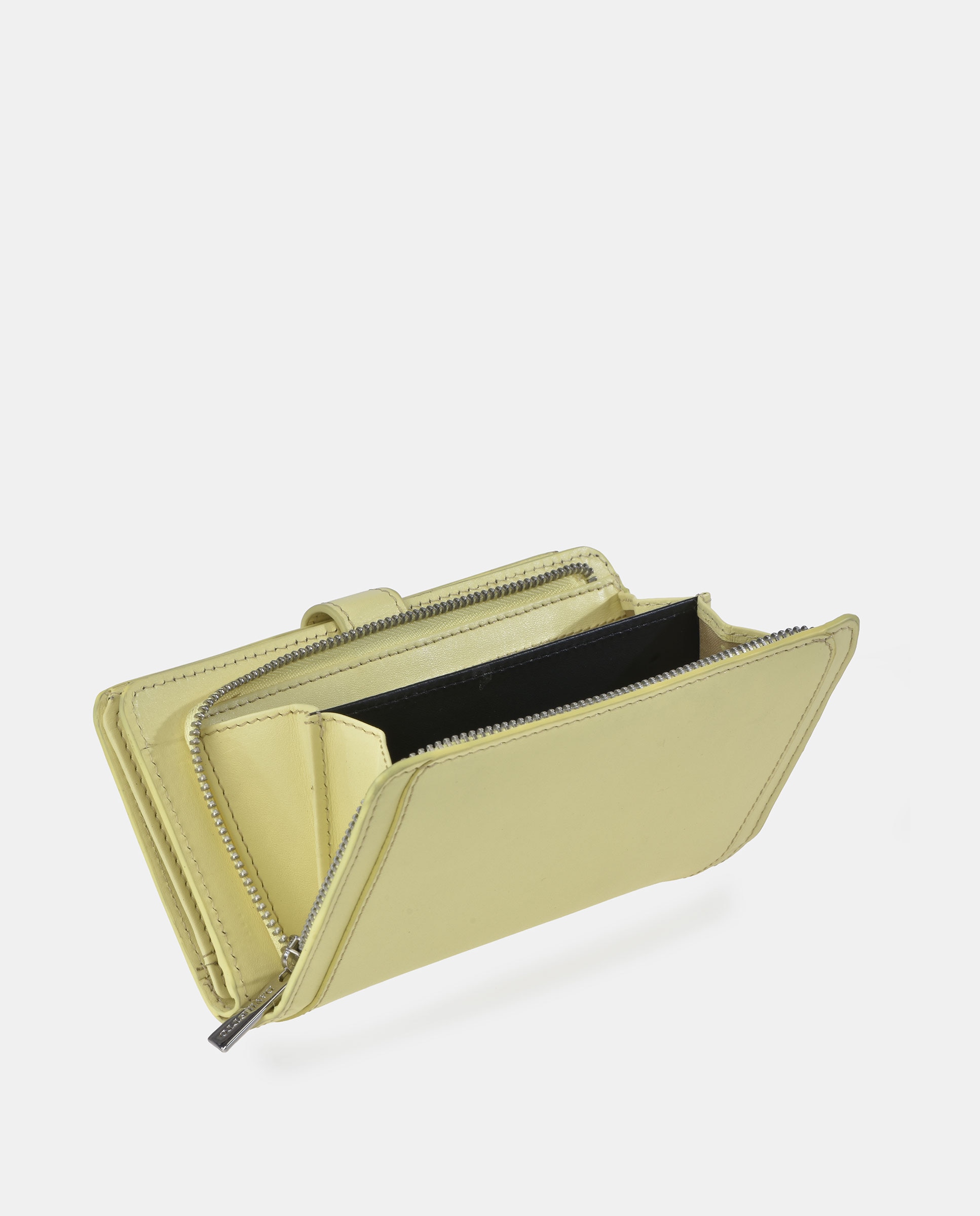 Porta-Moedas com Secção para Notas Grande em Pele Amarelo-3