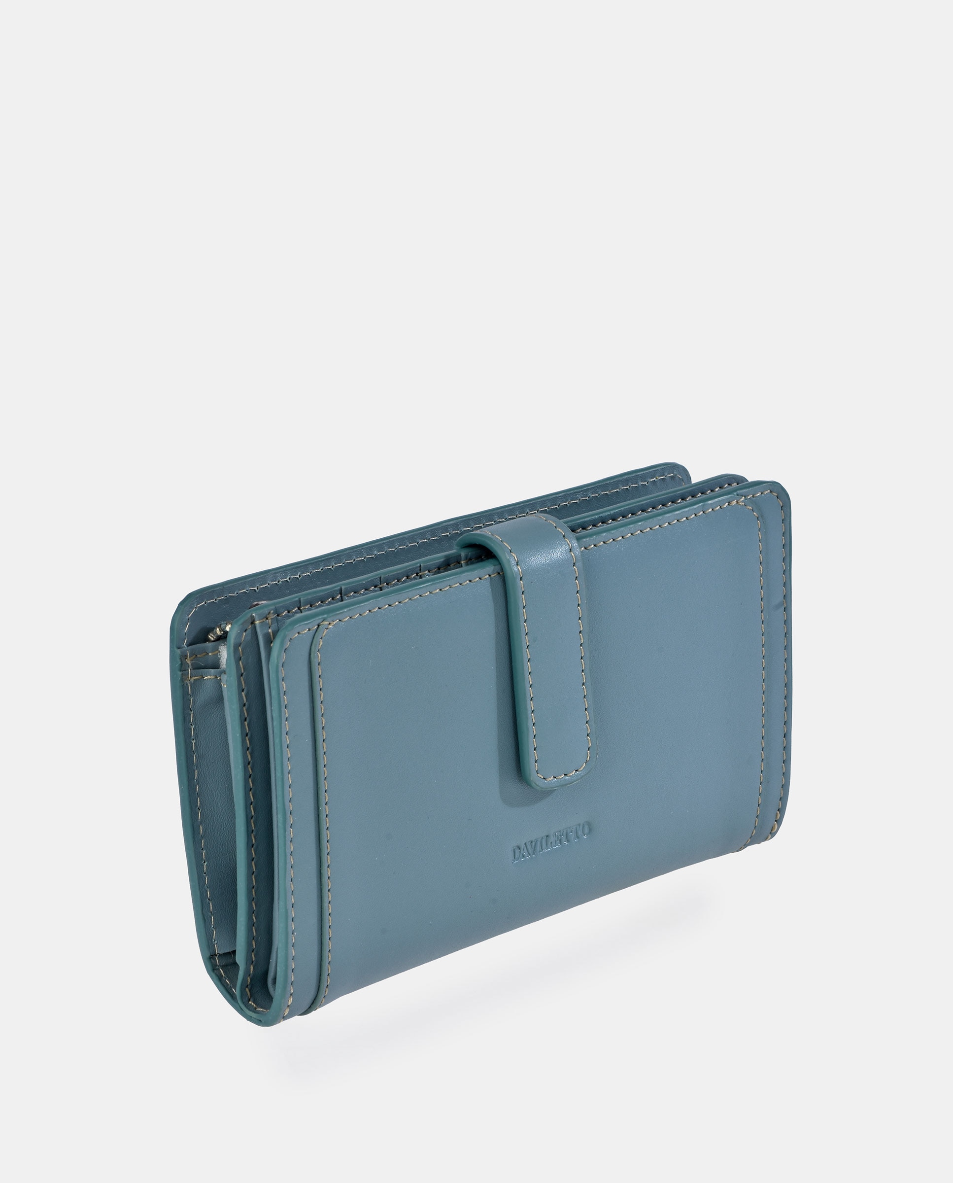 Porta-Moedas com Secção para Notas Grande em Pele Verde-2