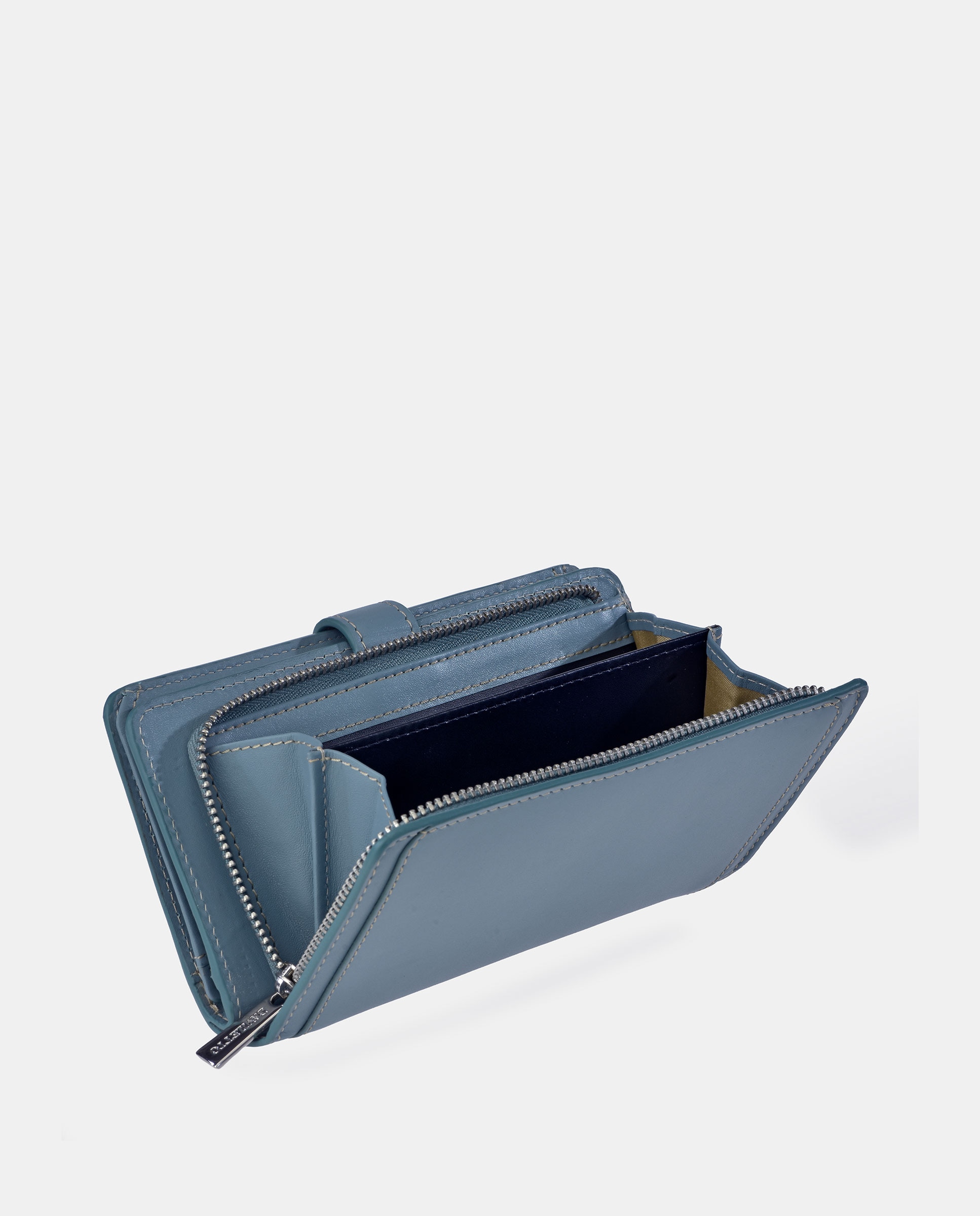 Porta-Moedas com Secção para Notas Grande em Pele Verde-3
