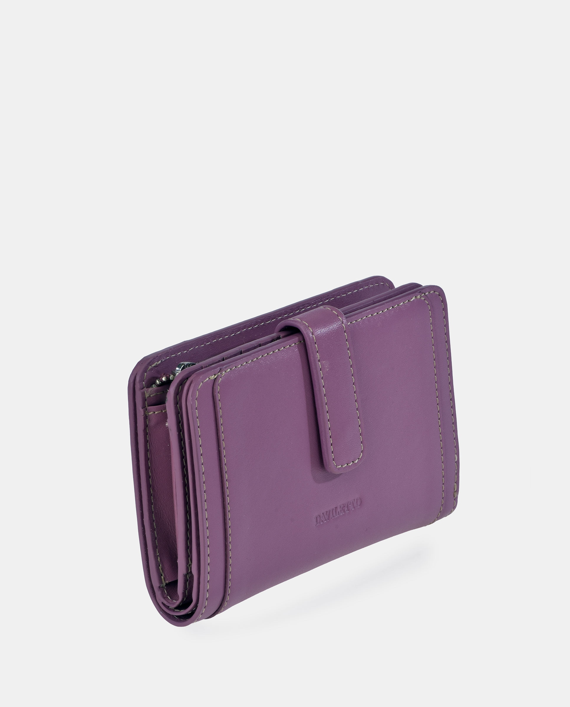 Porta-Moedas com Secção para Notas em Pele Lilás-2