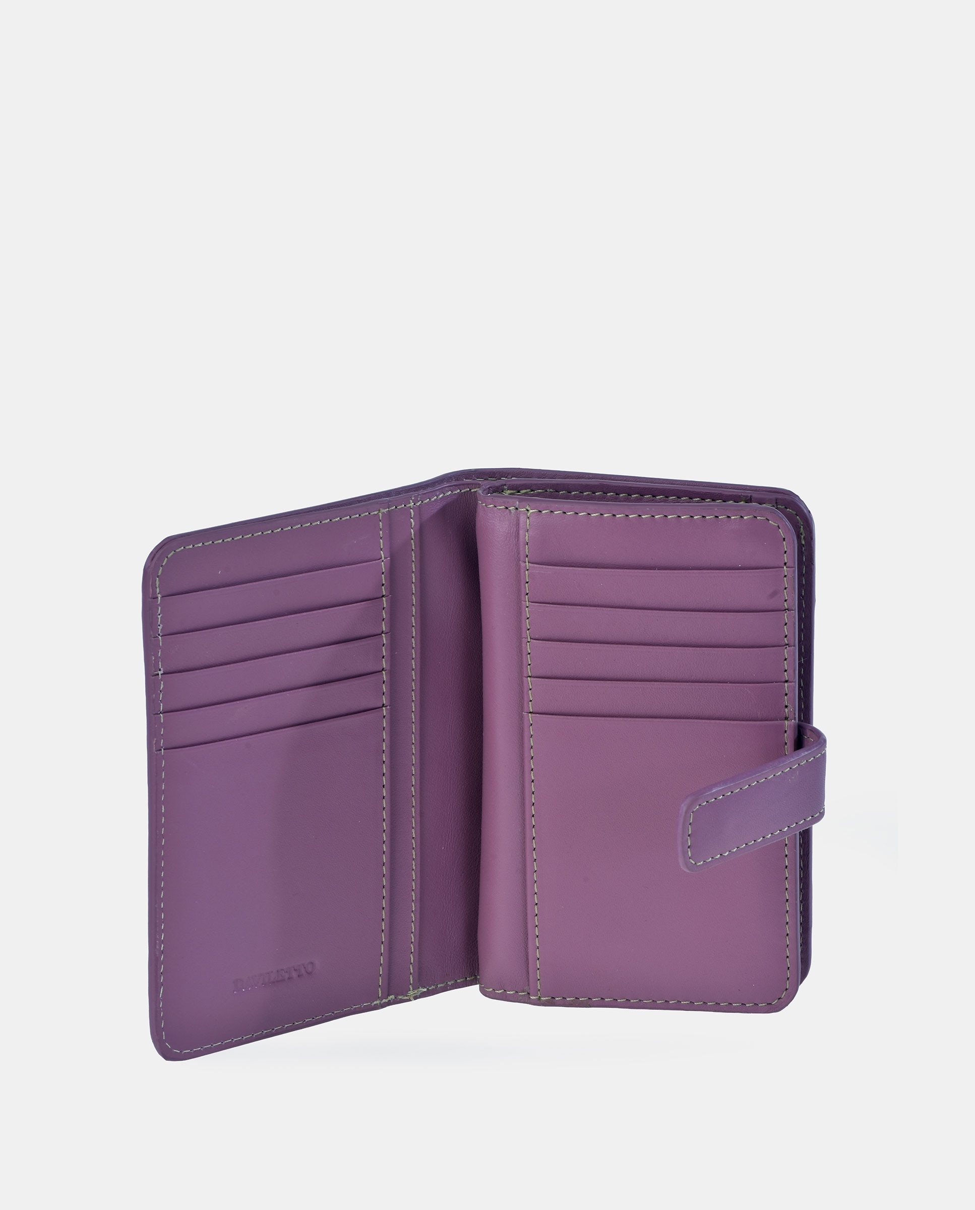 Porta-Moedas com Secção para Notas em Pele Lilás-4