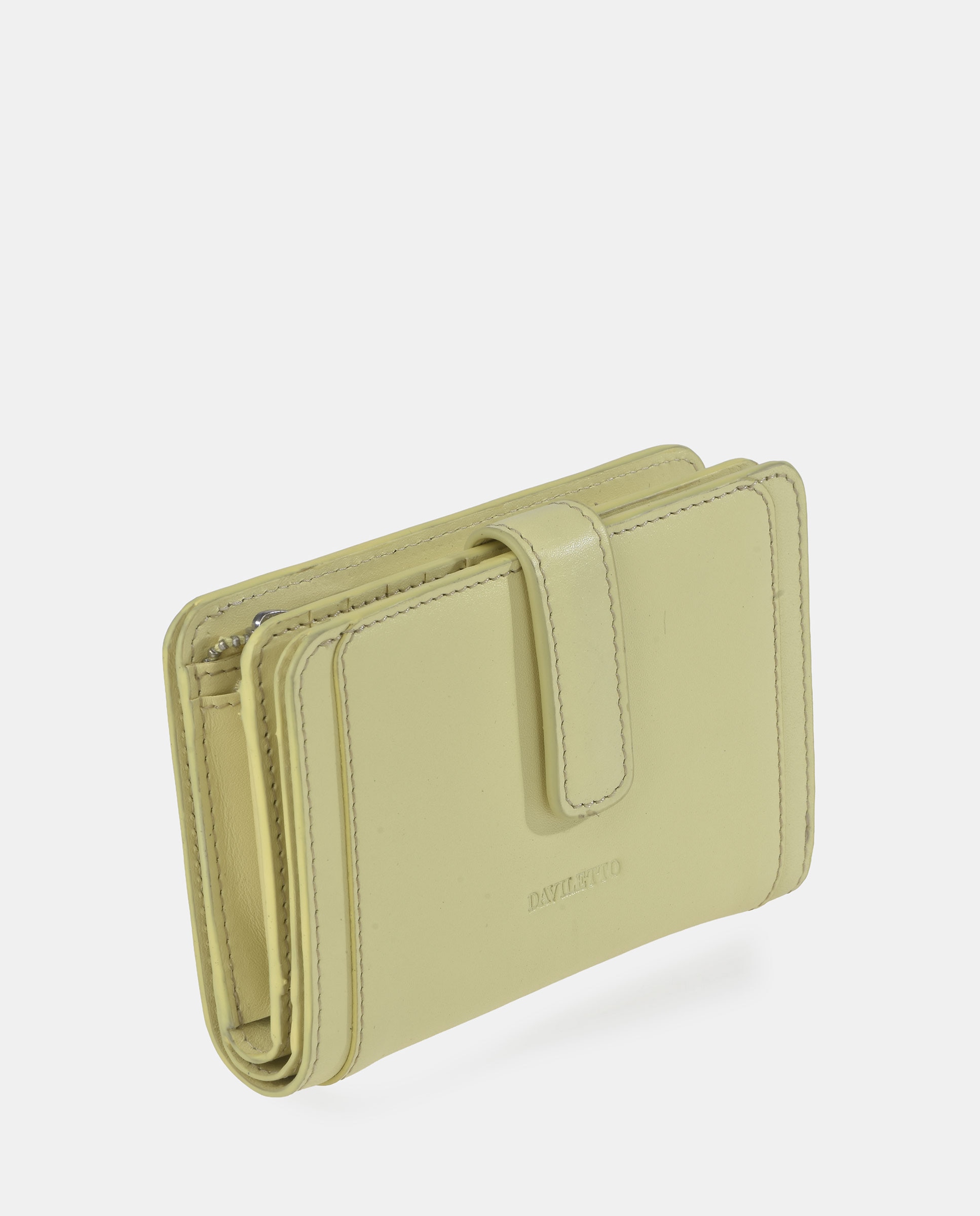 Porta-Moedas com Secção para Notas em Pele Amarelo-2