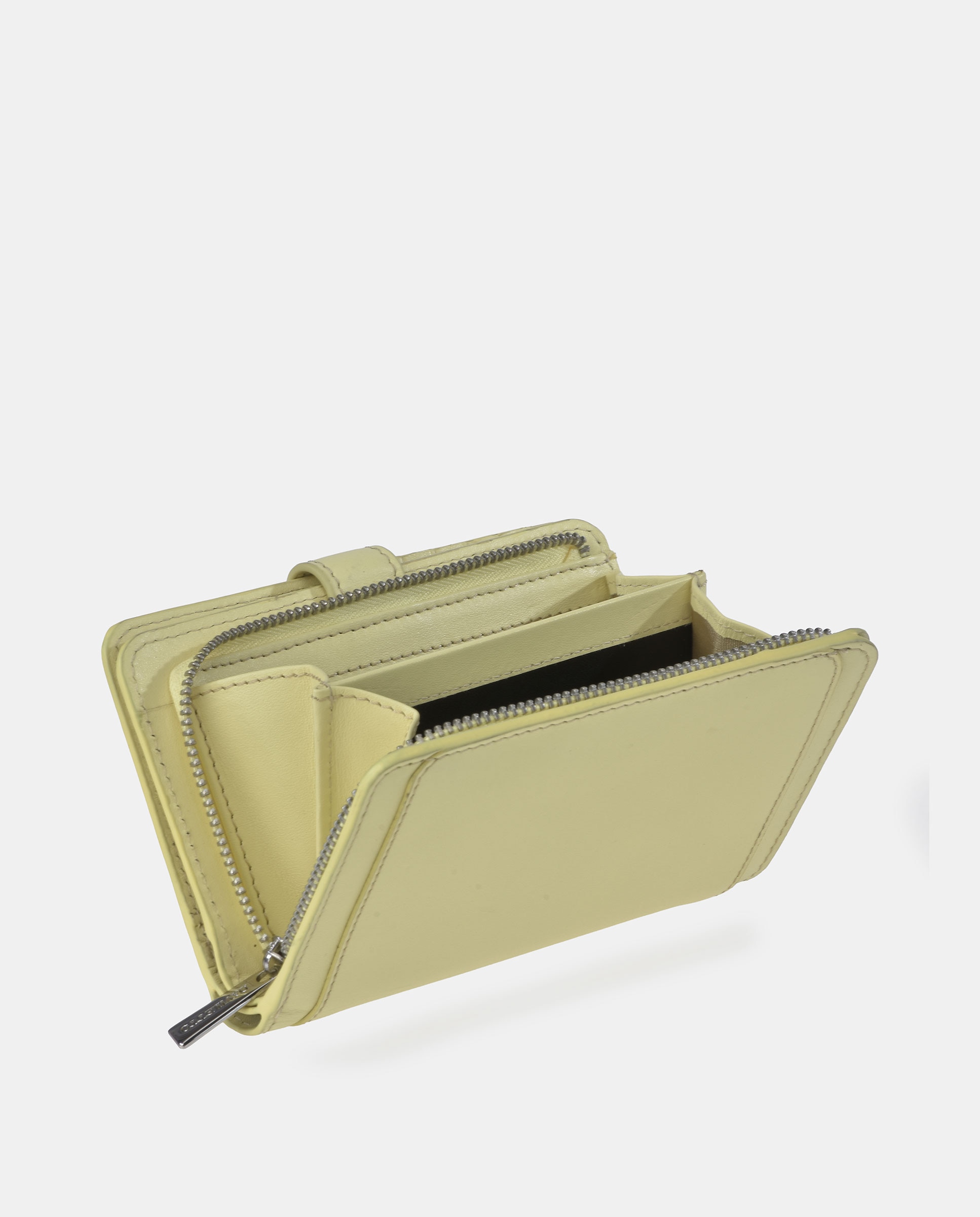 Porta-Moedas com Secção para Notas em Pele Amarelo-3