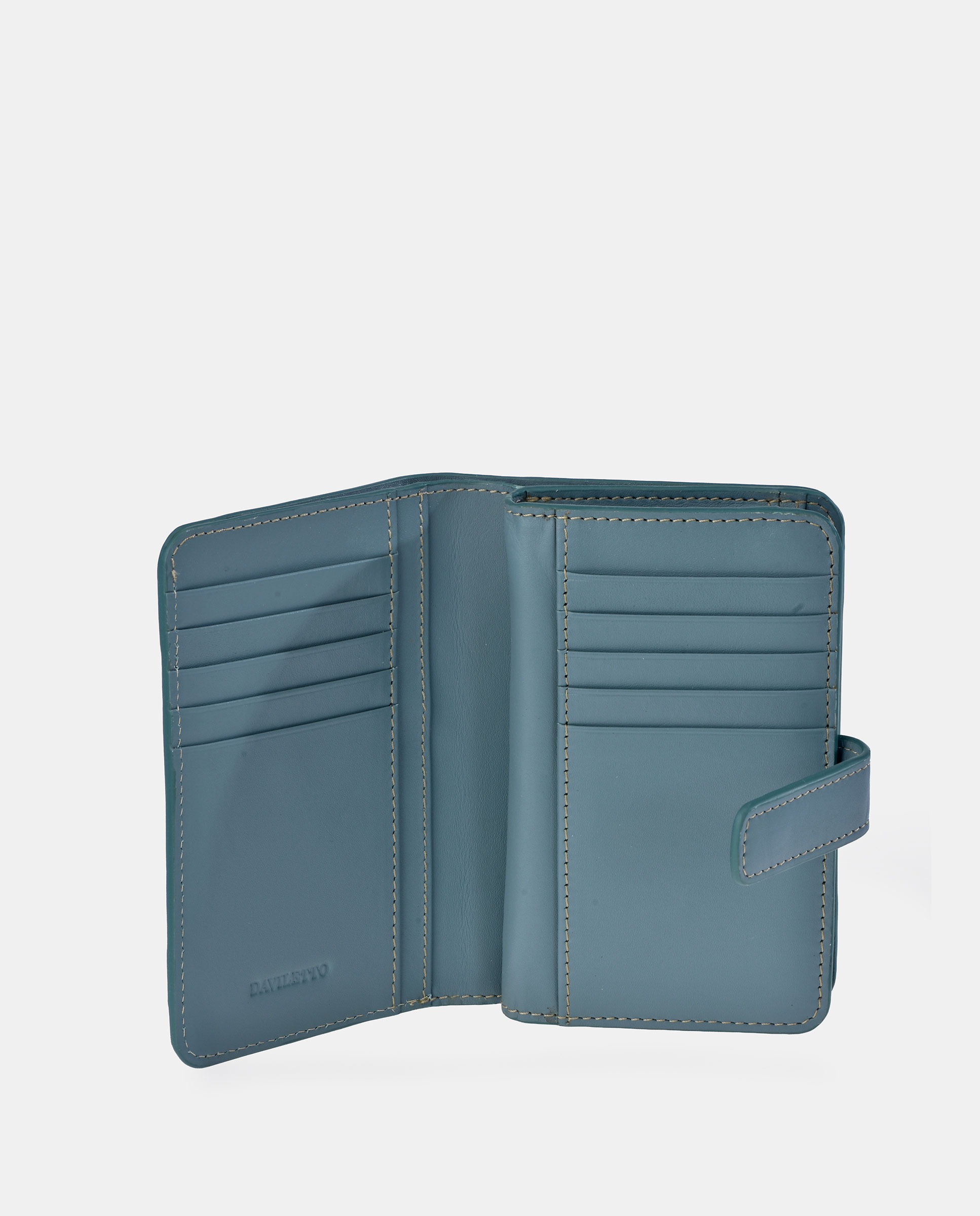 Porta-Moedas com Secção para Notas em Pele Verde-4