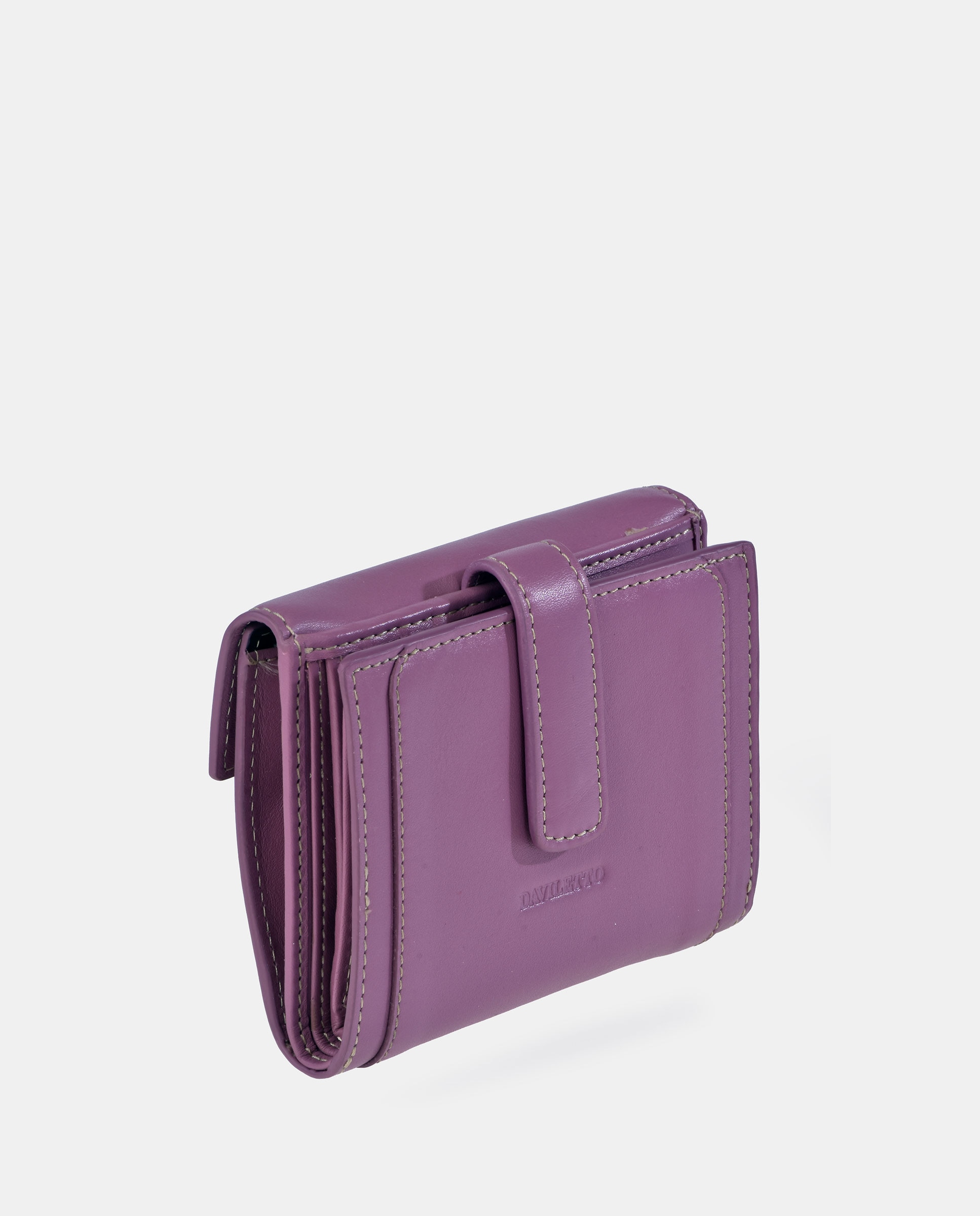 Porta-Moedas com Secção para Notas Compacto em Pele Lilás-2