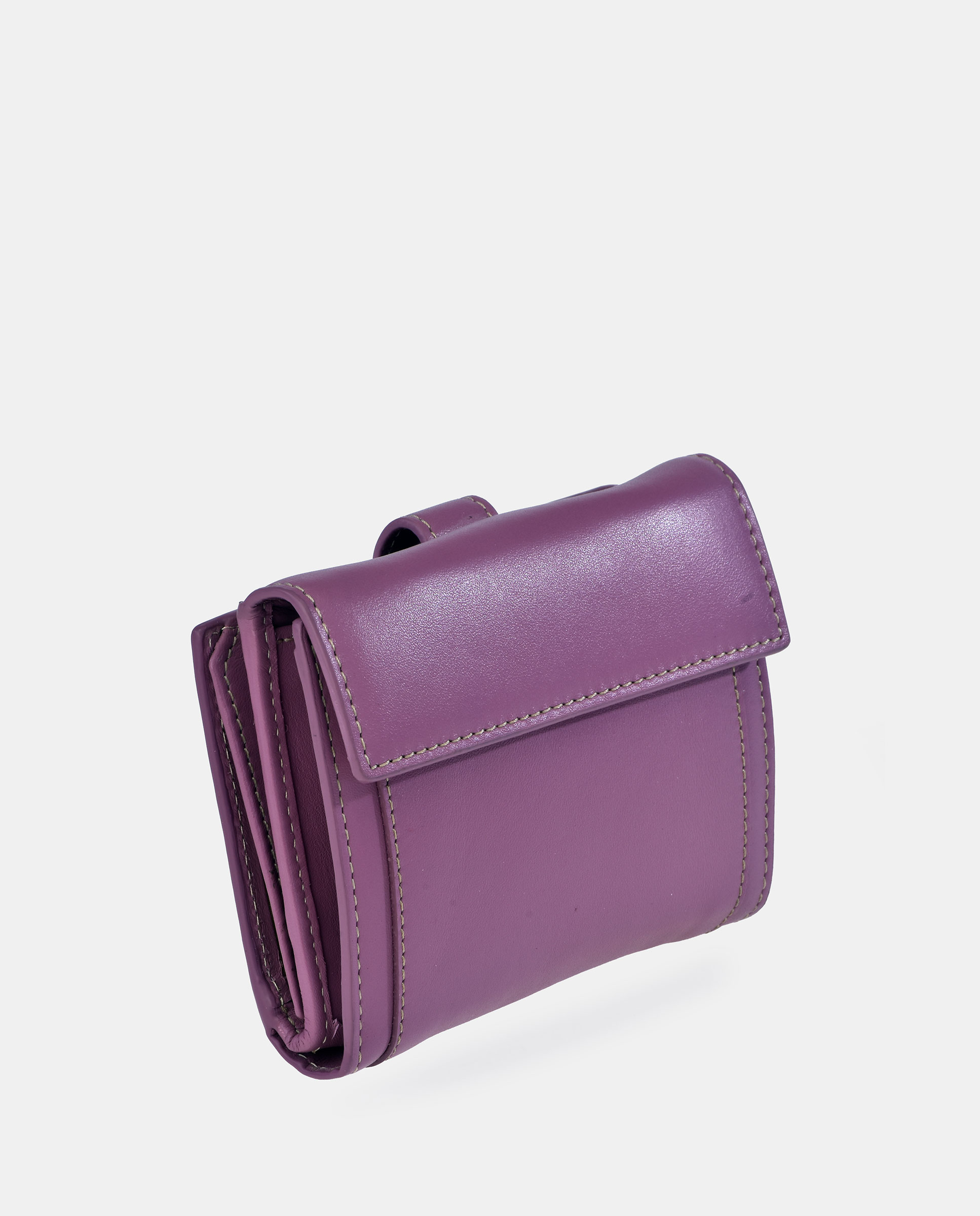 Porta-Moedas com Secção para Notas Compacto em Pele Lilás-3