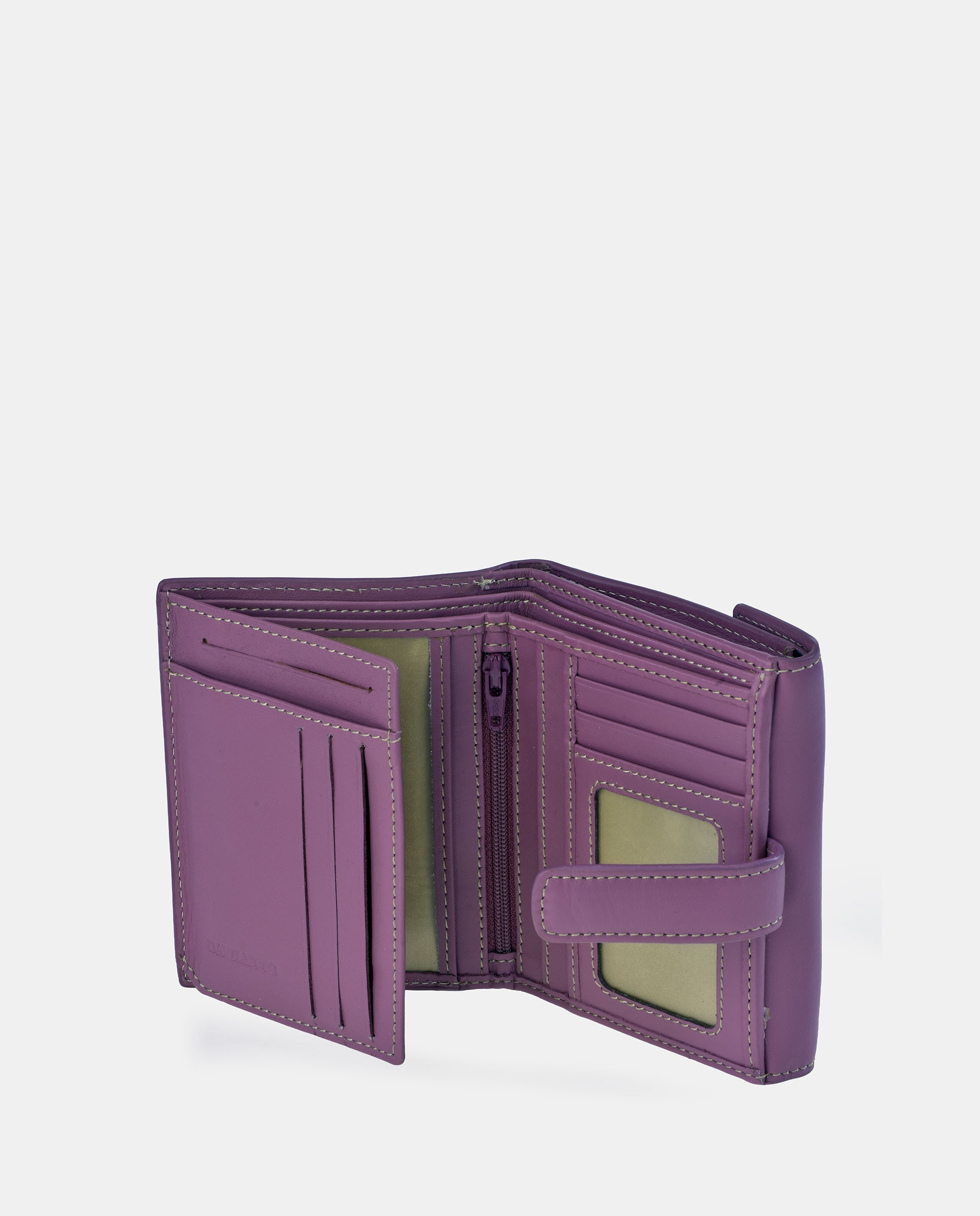 Porta-Moedas com Secção para Notas Compacto em Pele Lilás-4