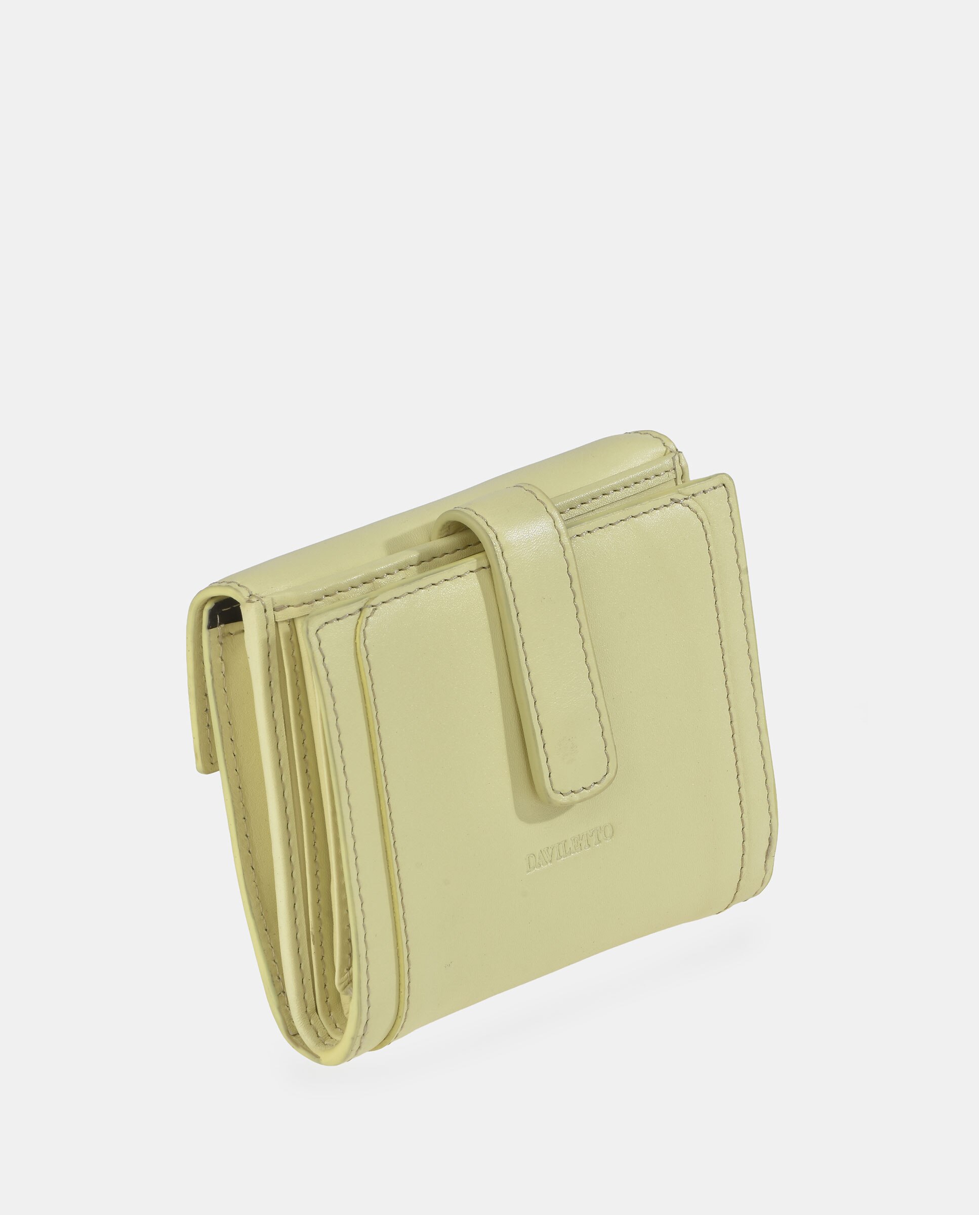 Porta-Moedas com Secção para Notas Compacto em Pele Amarelo-2
