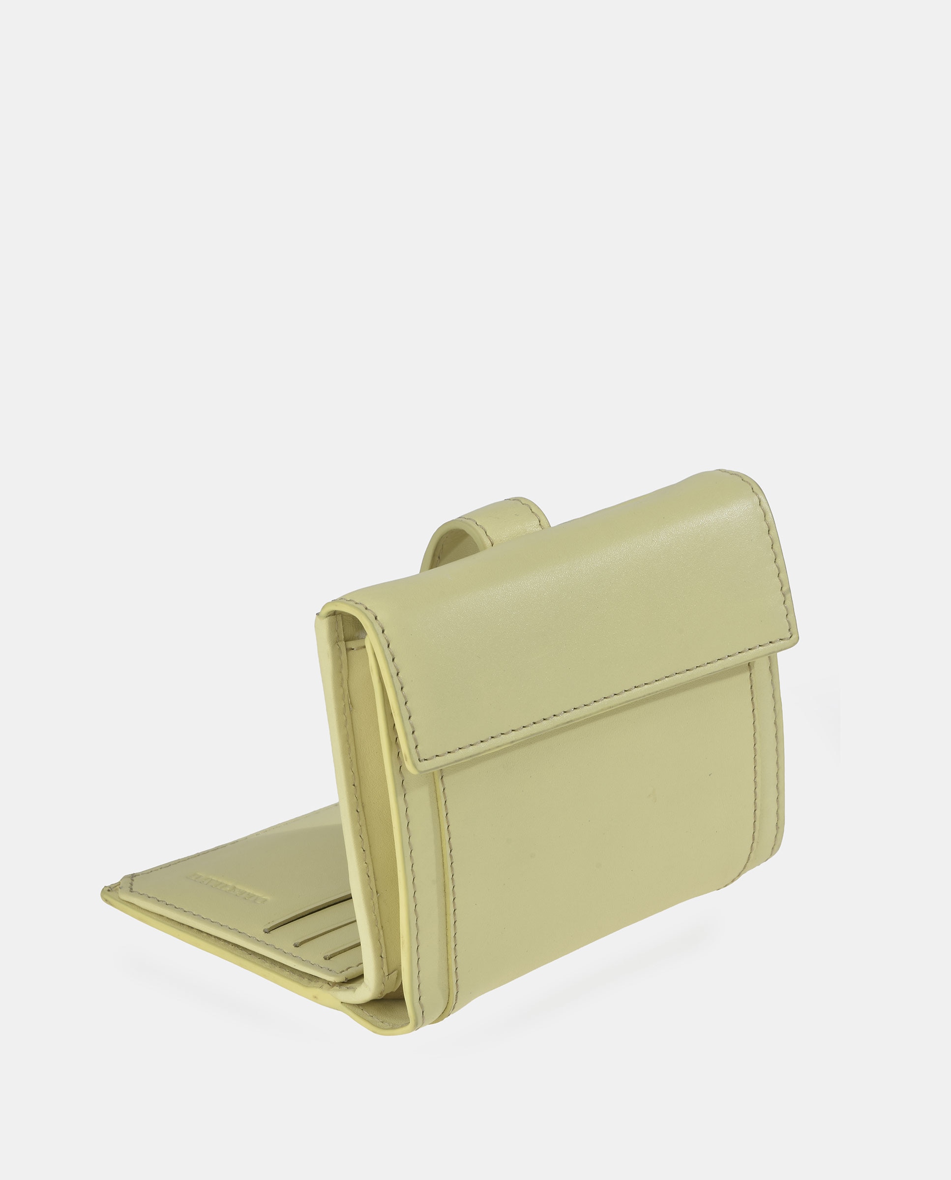 Porta-Moedas com Secção para Notas Compacto em Pele Amarelo-3