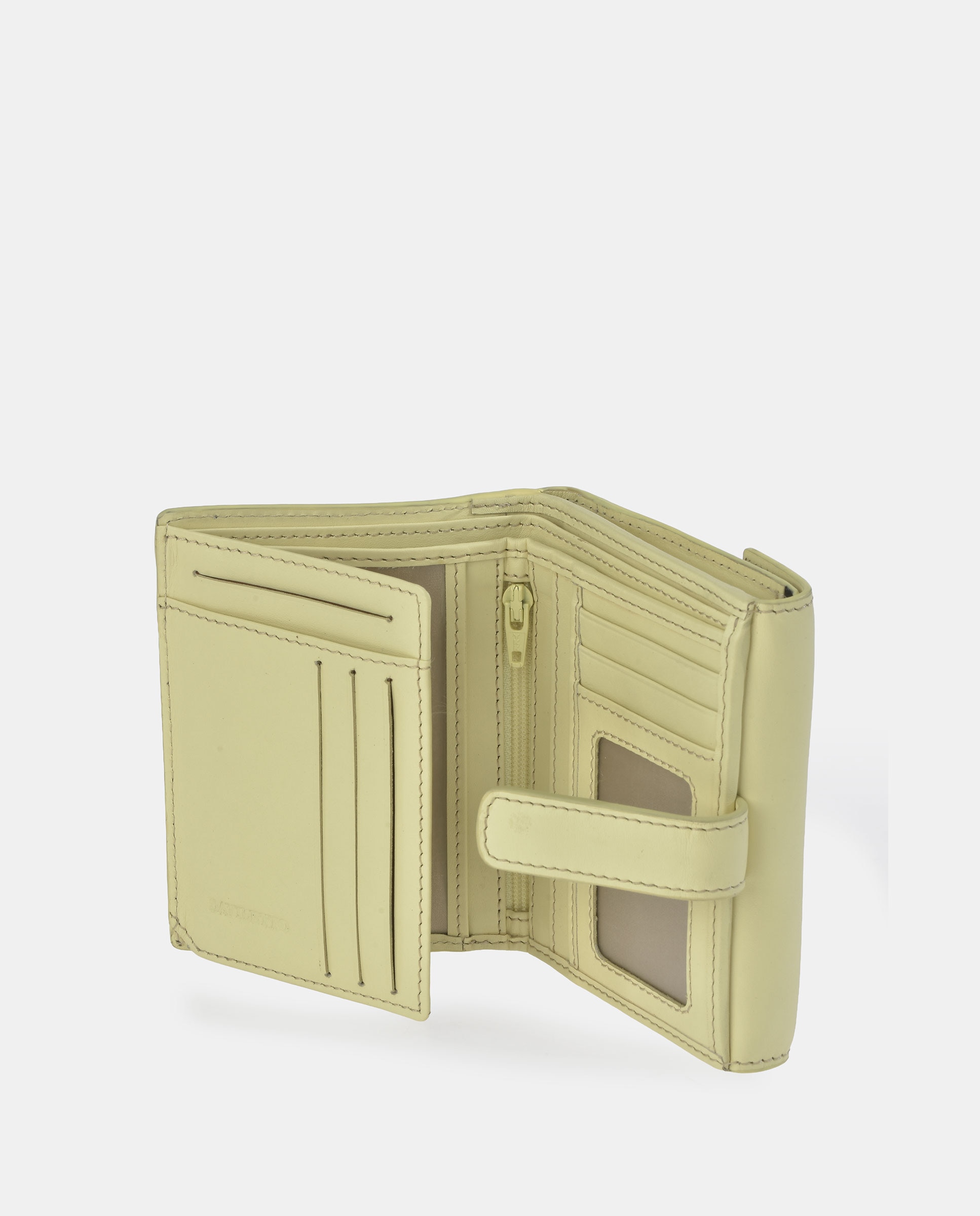 Porta-Moedas com Secção para Notas Compacto em Pele Amarelo-4
