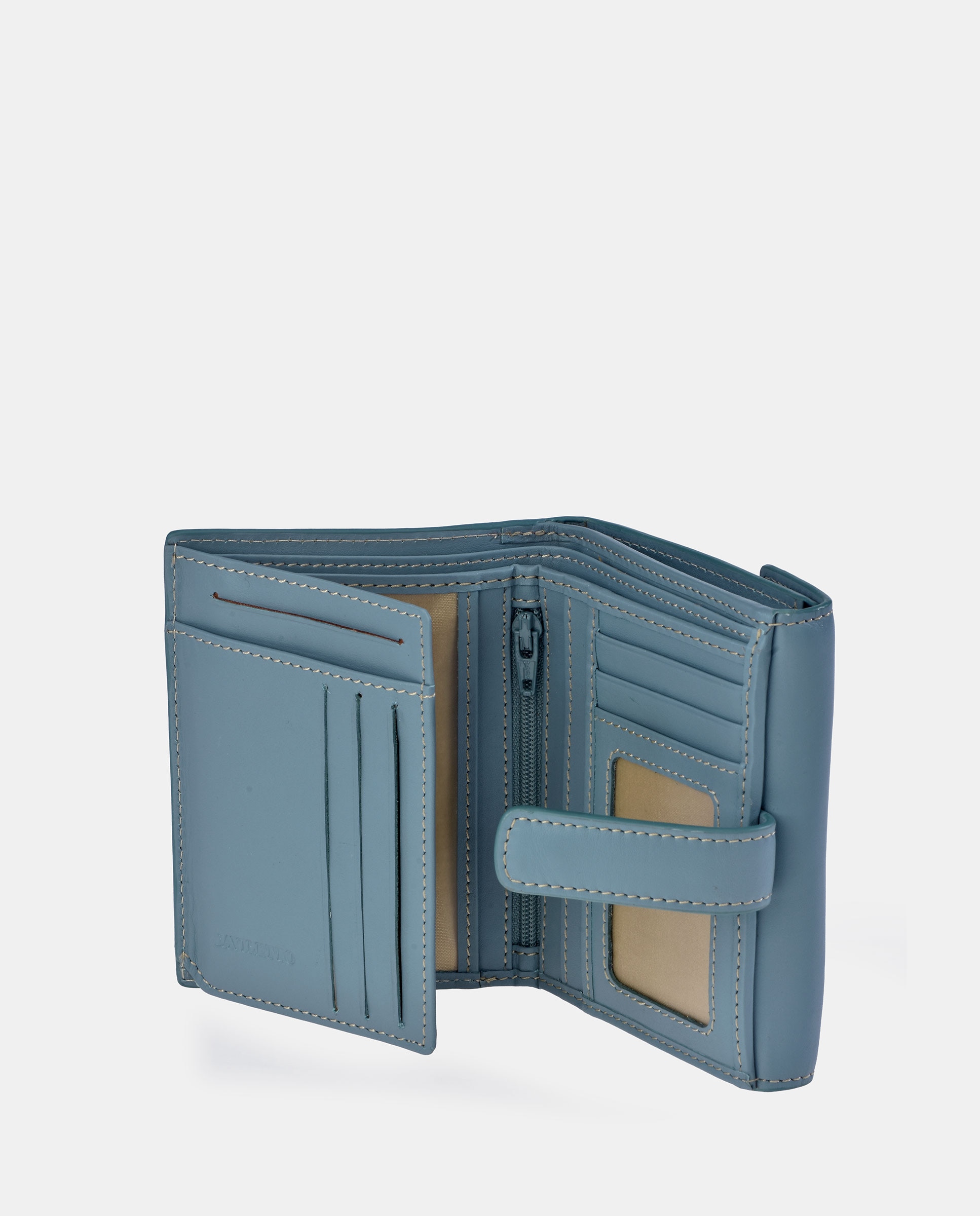 Porta-Moedas com Secção para Notas Compacto em Pele Verde-4