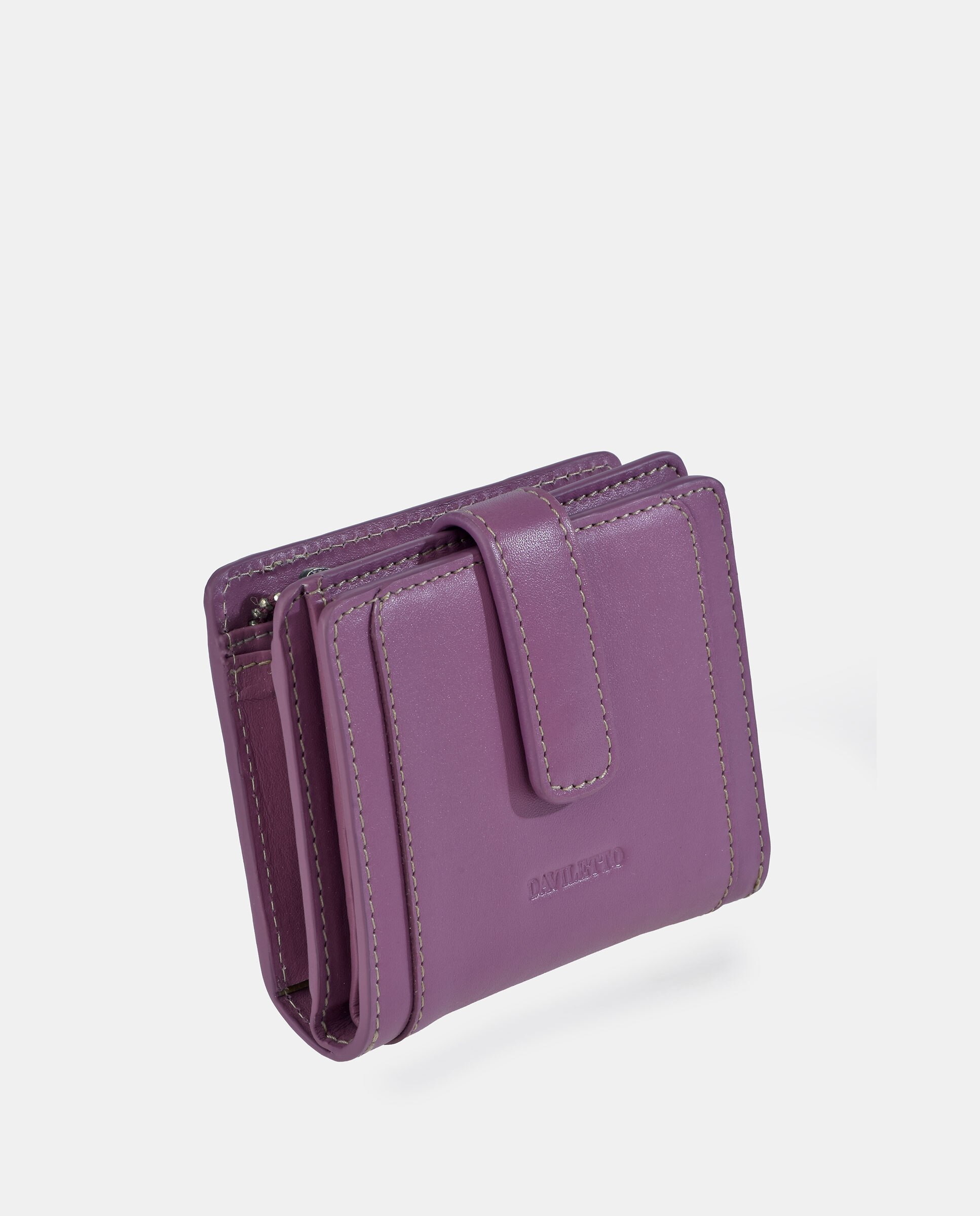 Monedero billetero mujer pequeño Daviletto en piel - Lila Lila-2