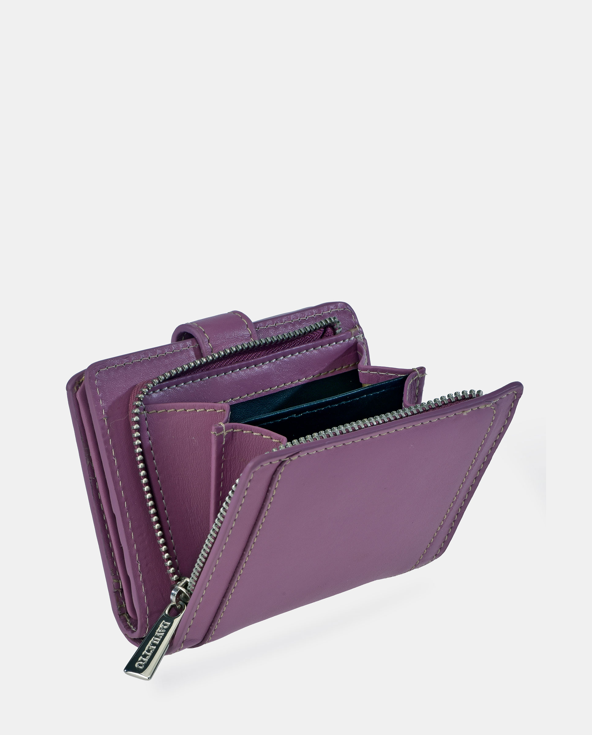 Monedero billetero mujer pequeño Daviletto en piel - Lila Lila-3