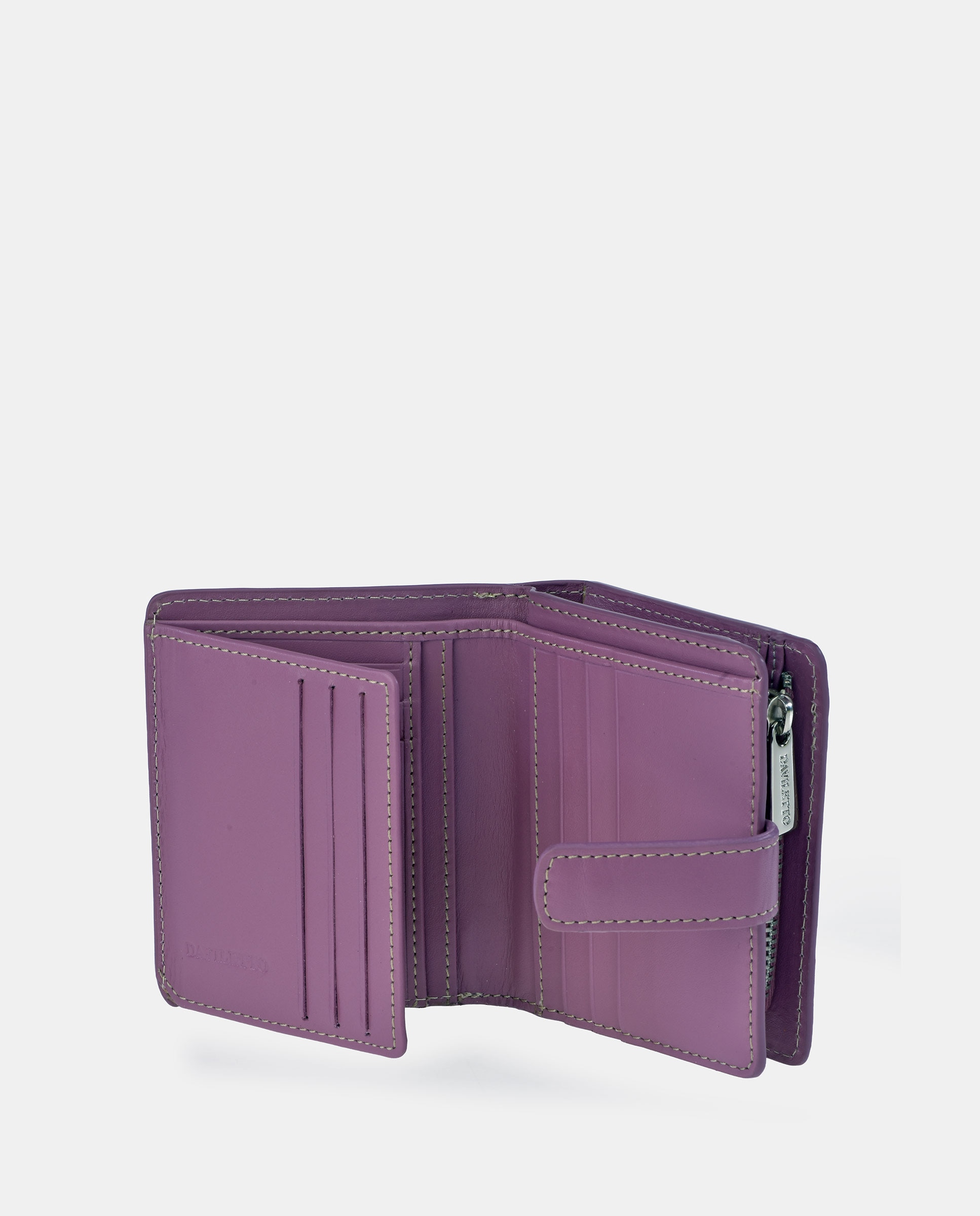 Monedero billetero mujer pequeño Daviletto en piel - Lila Lila-4