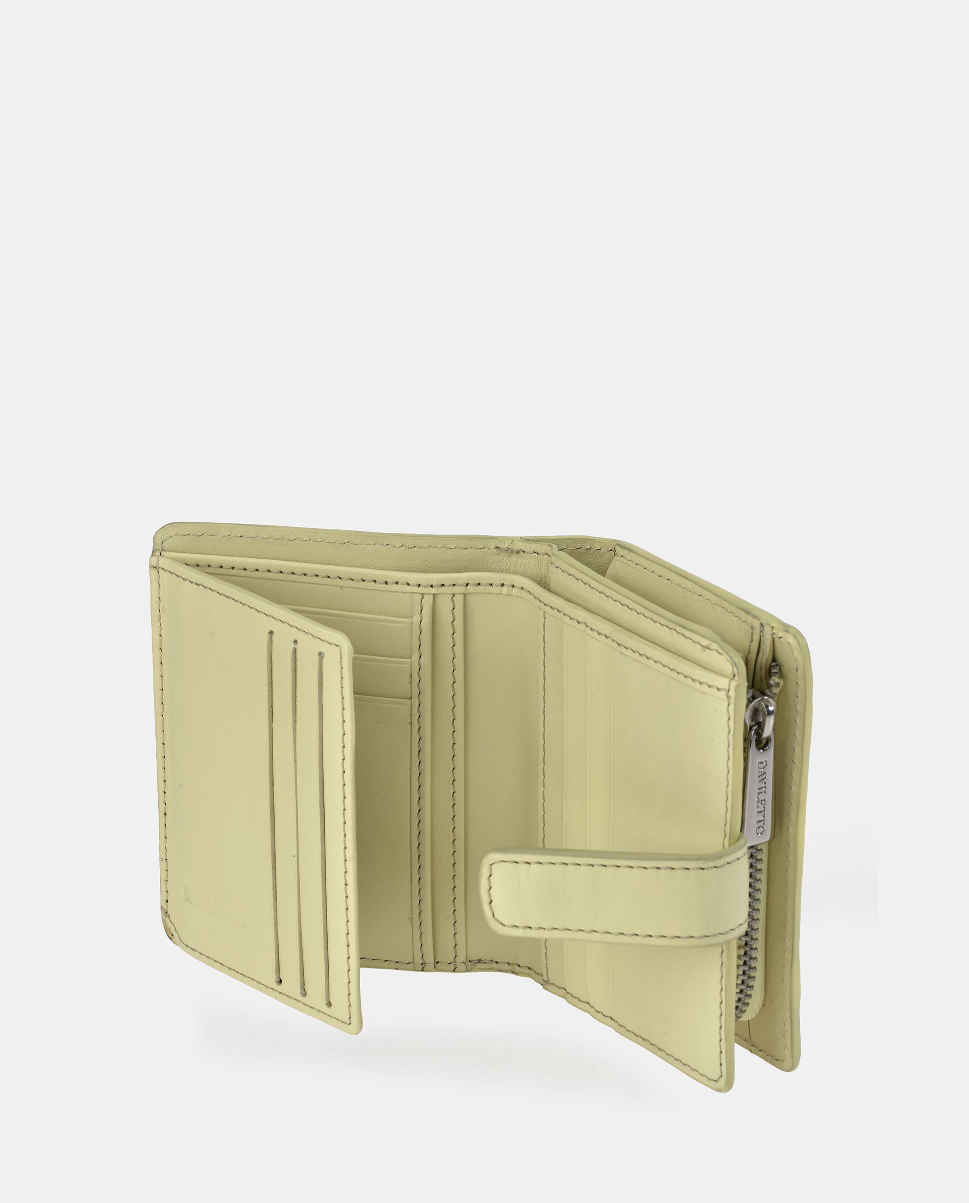 Porta-Moedas com Secção para Notas Pequeno em Pele Amarelo-4