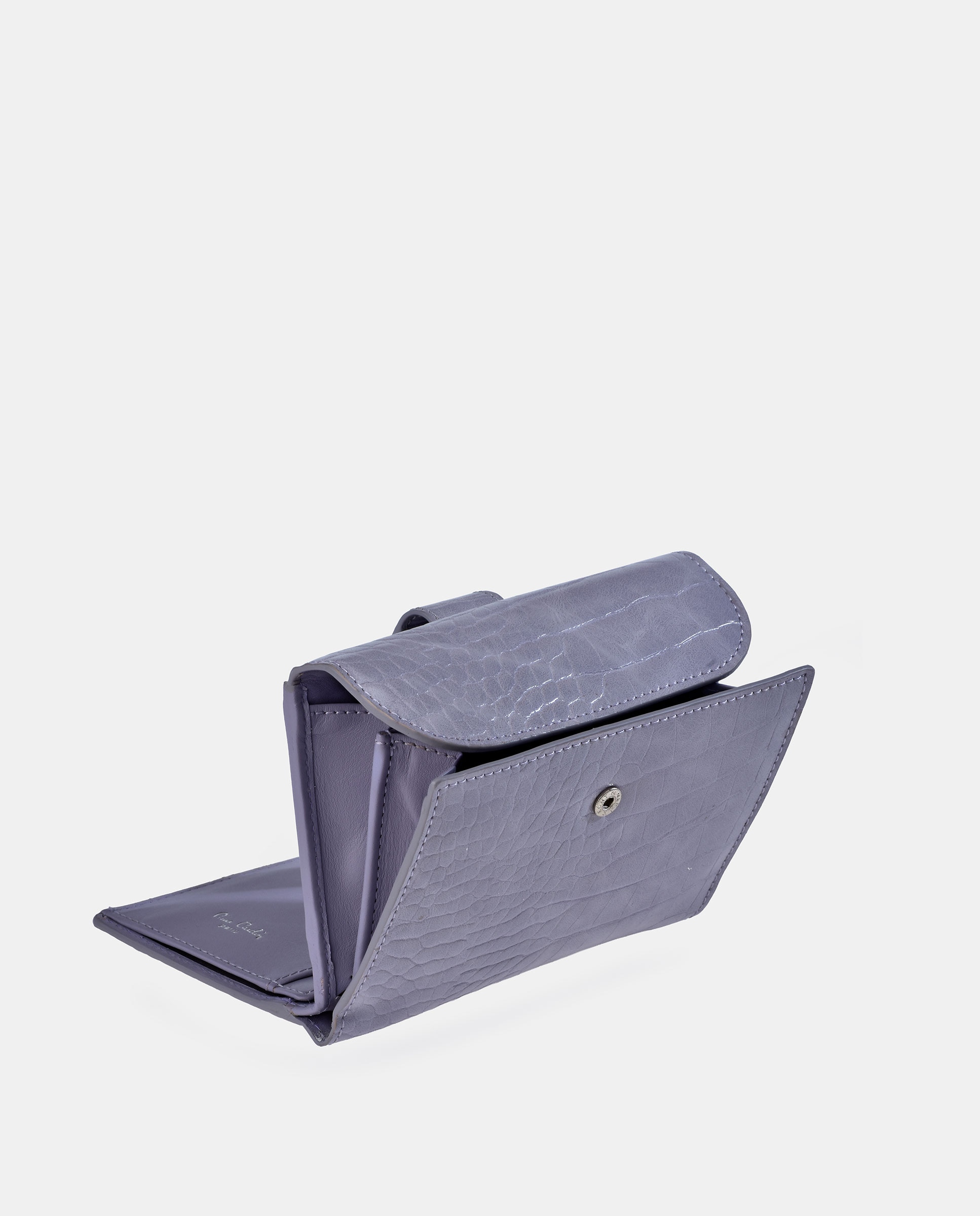 Porta-Moedas em Pele e PU com Secção para Notas e Aba Lilás-3