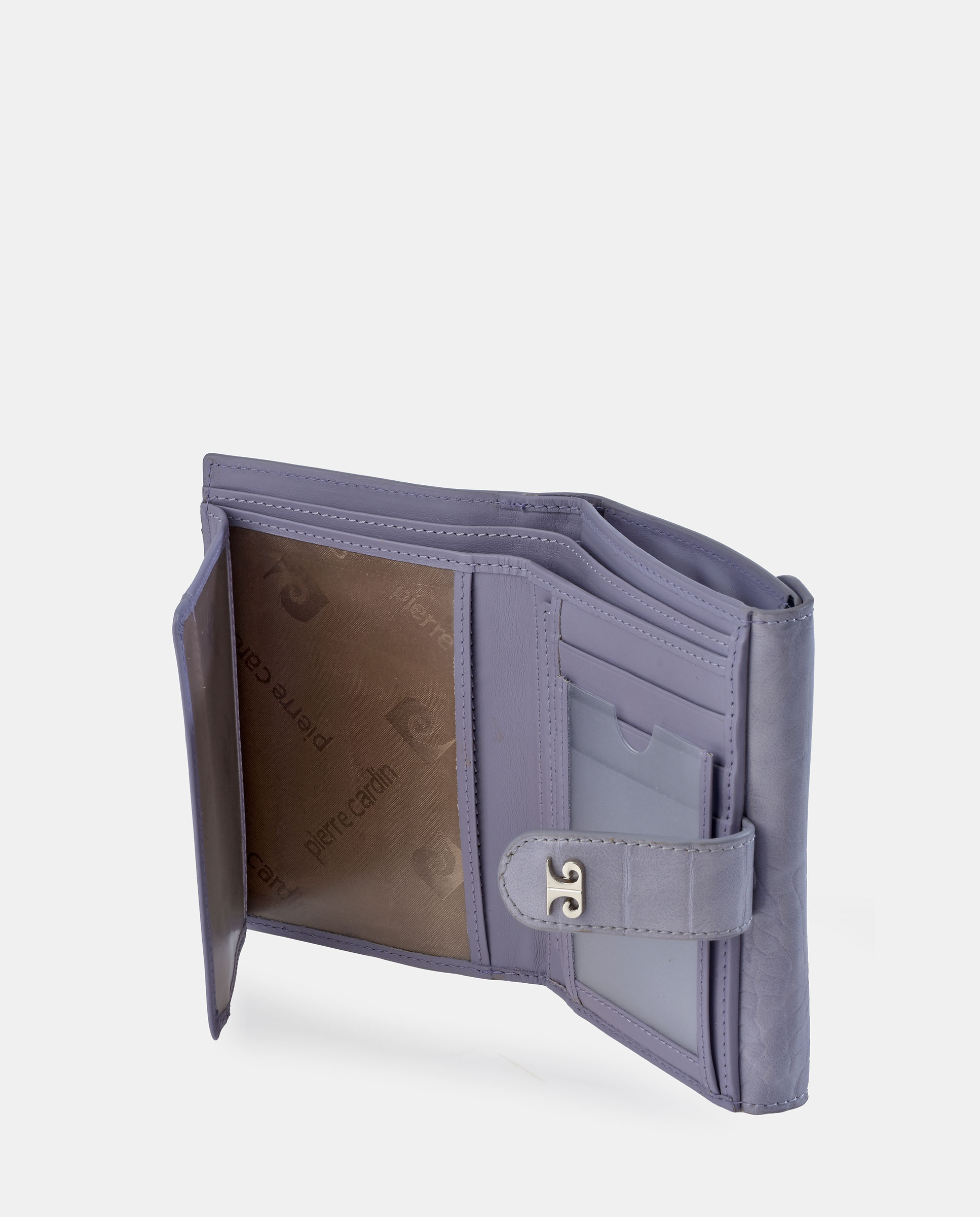 Porta-Moedas em Pele e PU com Secção para Notas e Aba Lilás-4