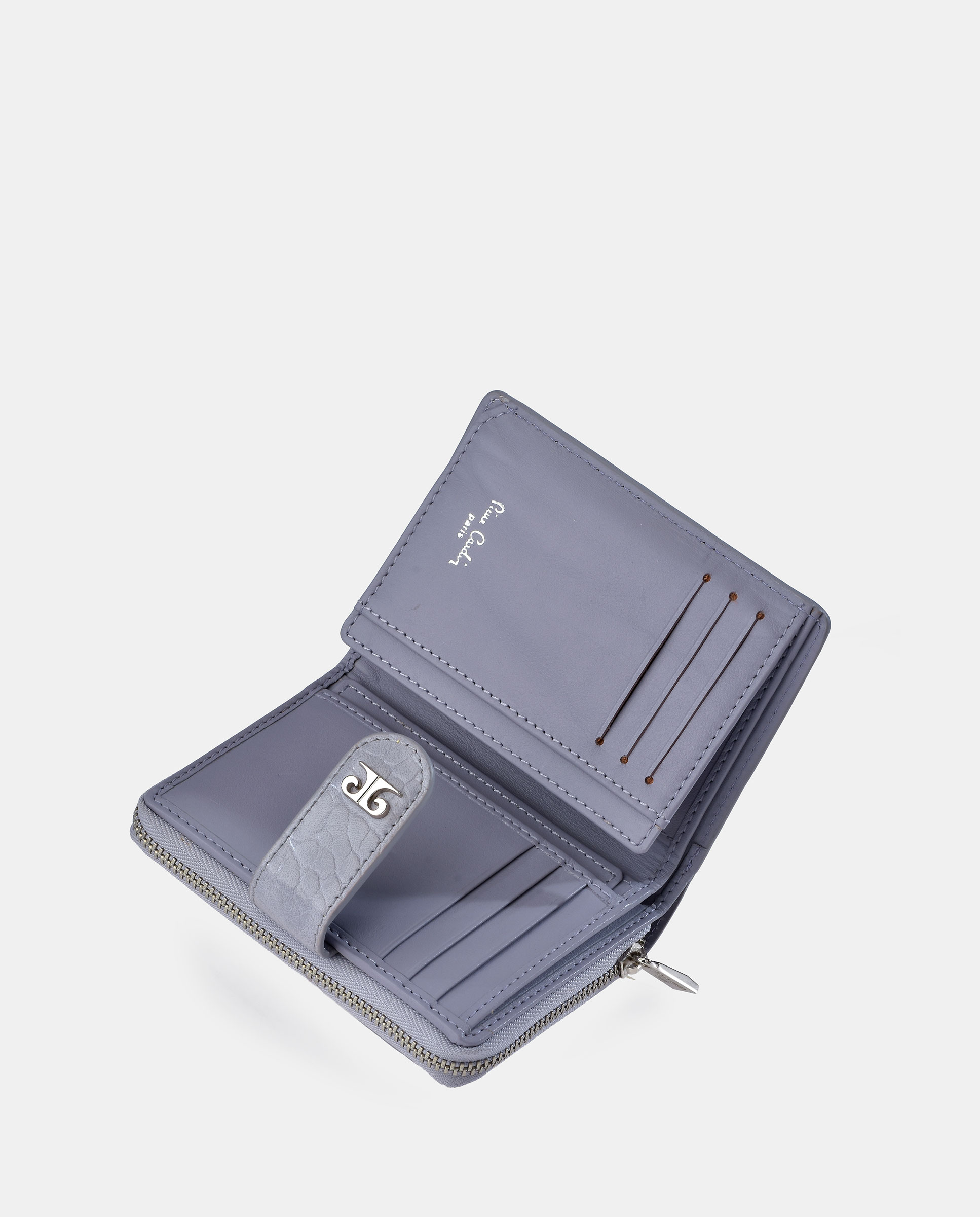 Porta-Moedas em Pele e PU com Secção para Notas e Fecho de Correr Lilás-2