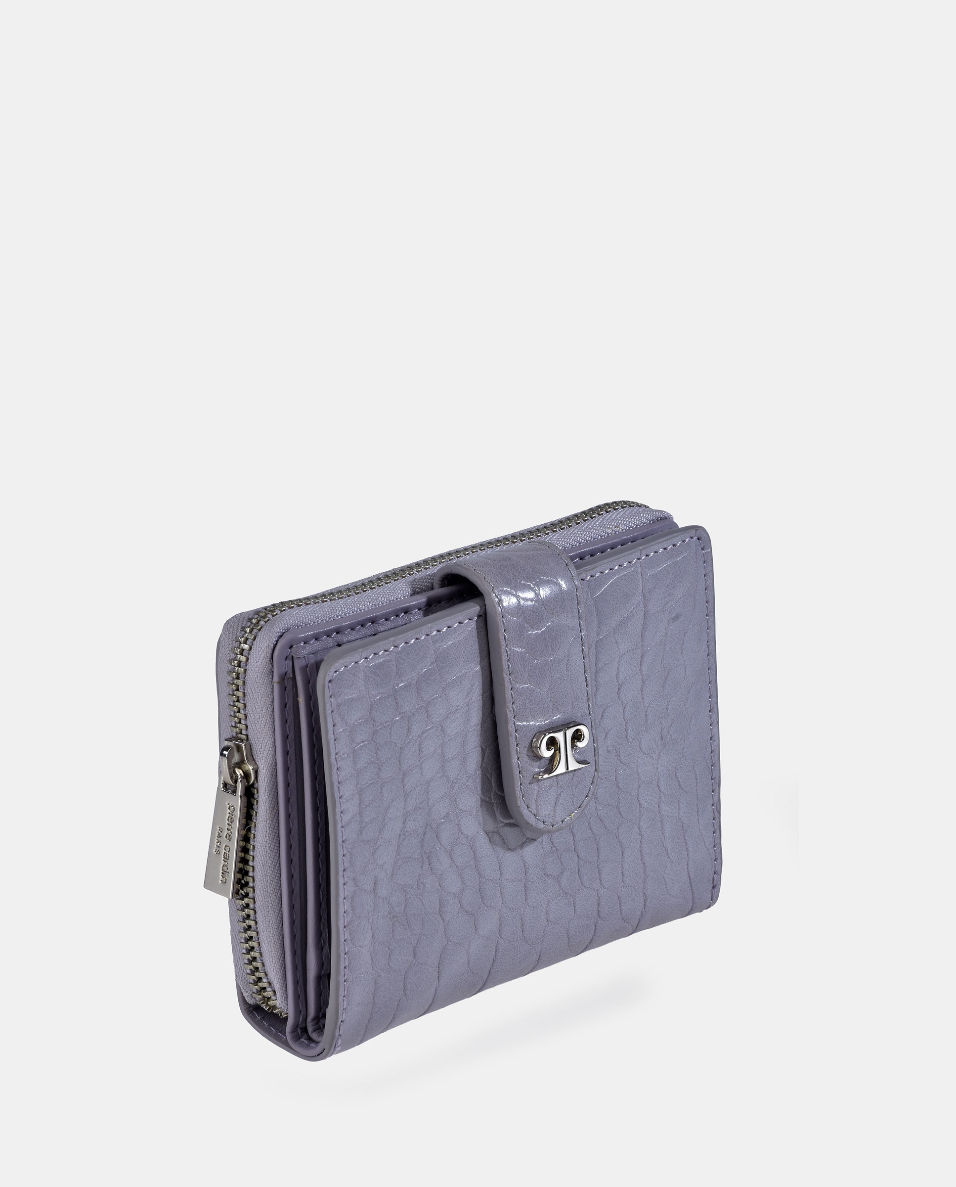 Porta-Moedas em Pele e PU com Secção para Notas e Fecho de Correr Lilás-3