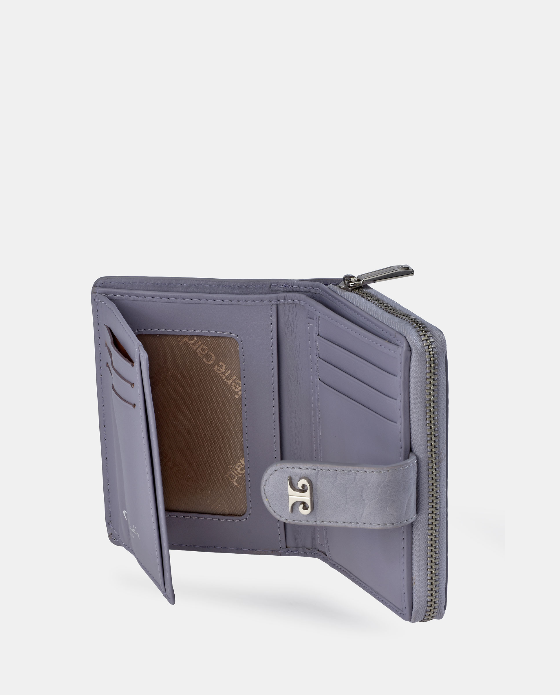 Porta-Moedas em Pele e PU com Secção para Notas e Fecho de Correr Lilás-5