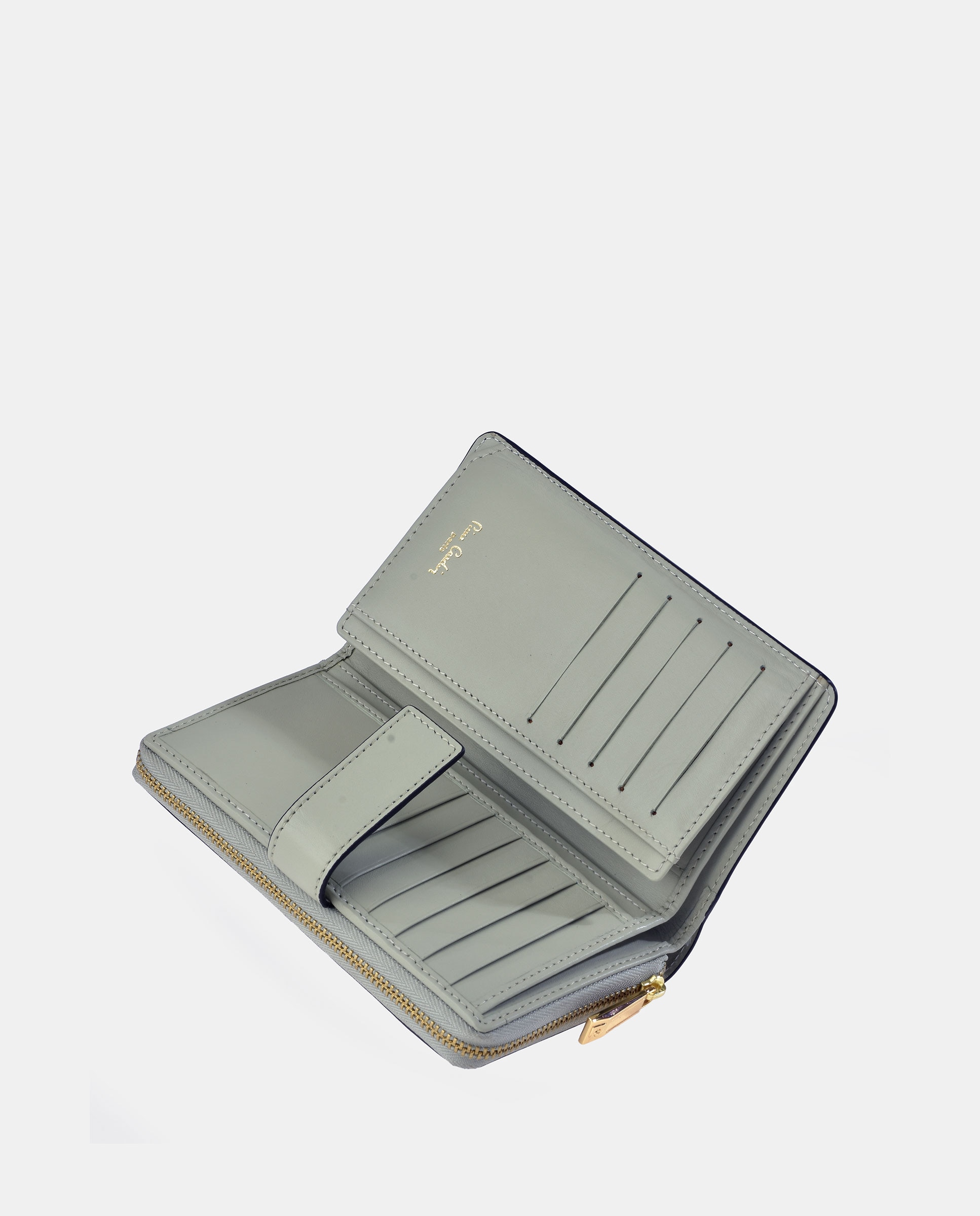 Porta-Moedas Grande em Pele com Secção para Notas Verde Água-5