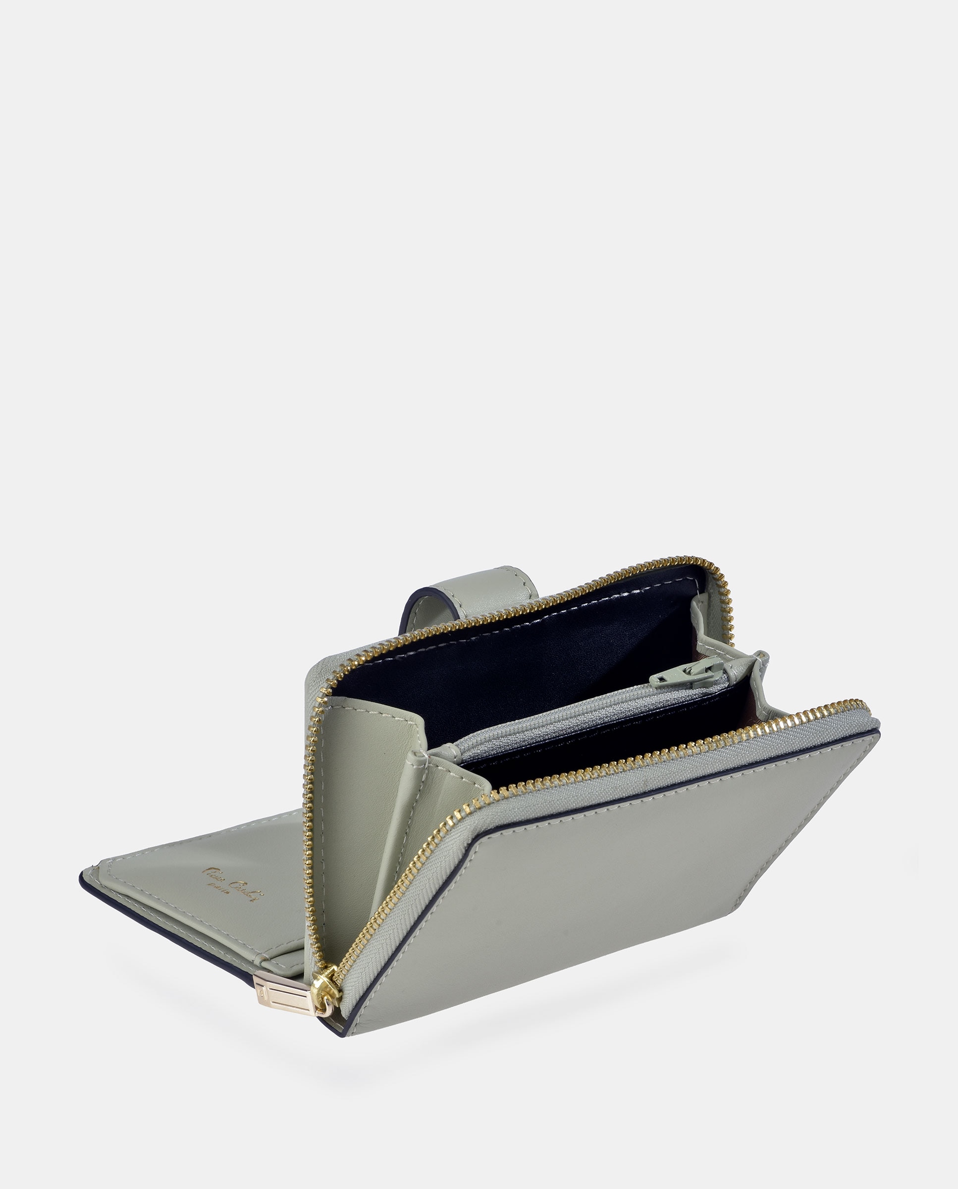 Porta-Moedas com Secção para Notas em Pele Verde Água-3