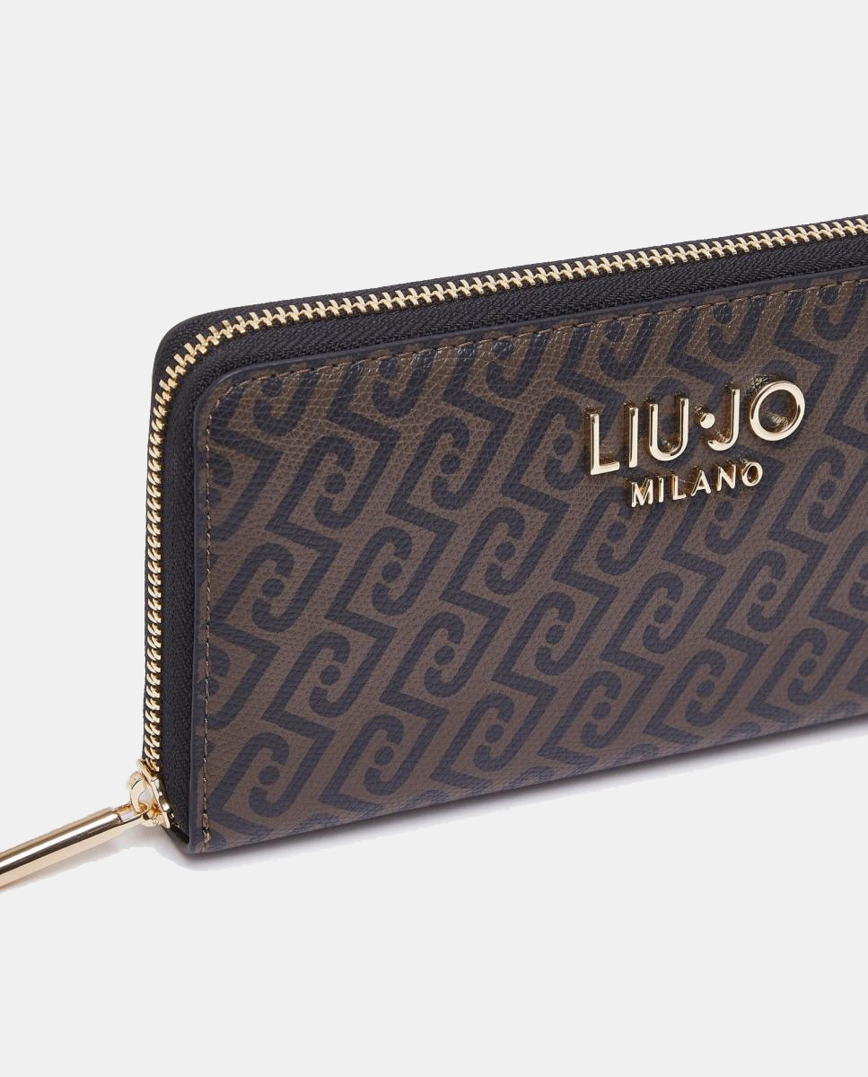Imagen 5 de Billetero con cremallera y estampado logo XL - LIUJO - Marrón oscuro Marrón oscuro