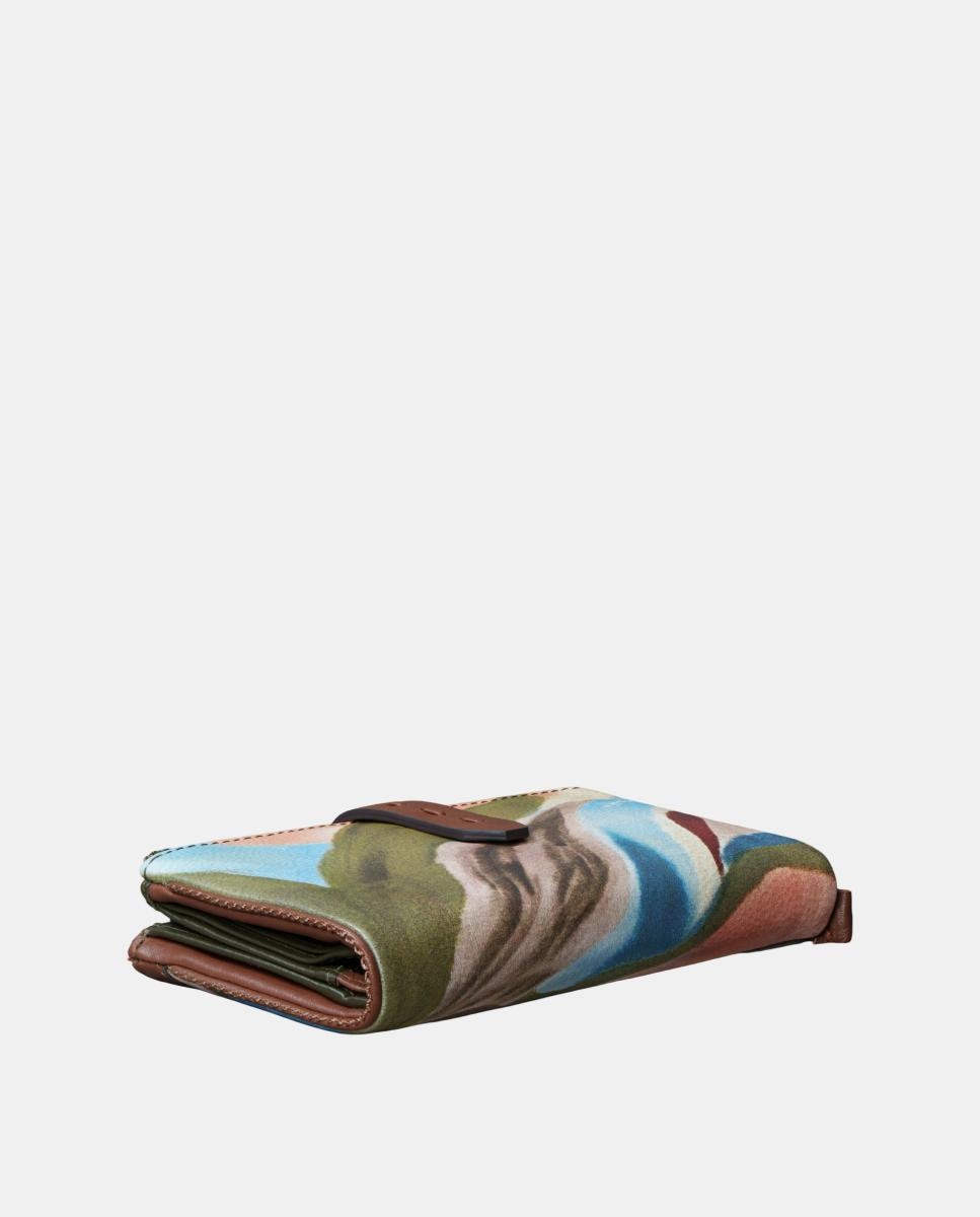 Carteira Média em Pele Estampada Verde-4