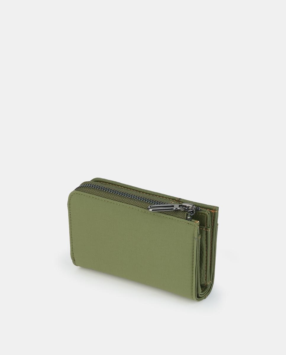 Carteira com Alfinete e Fecho de Correr Verde-militar-2
