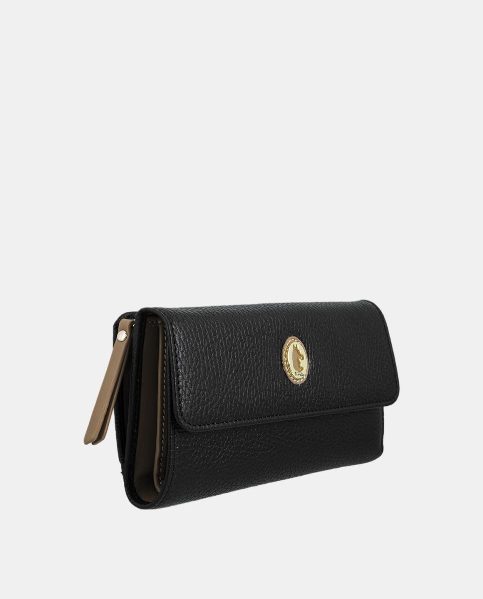 Billetero cartera mediano de señora fabricado en piel vacuno - El Potro - Negro Negro-2