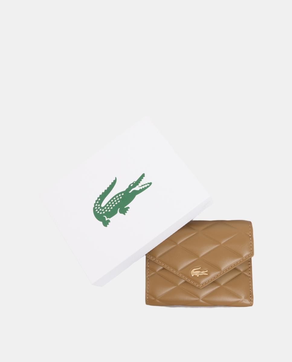 Carteira Pequena em Pele com Aba Bege-4