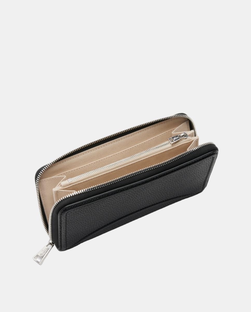 Carteira Zip Around com Fecho de Correr Grande Preto-2