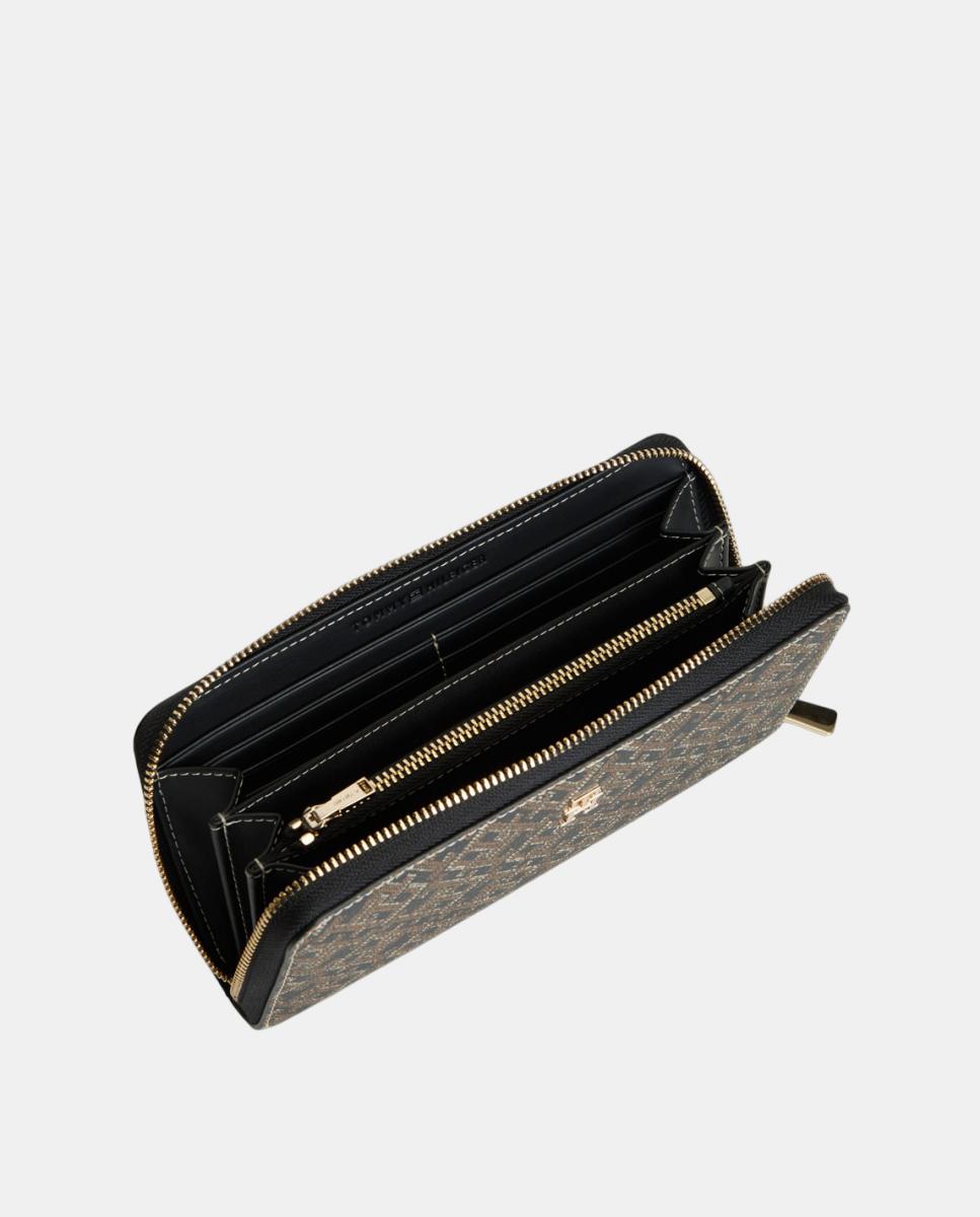 Cartera de mujer con estampado monogram - Tommy Hilfiger - Negro Negro-3