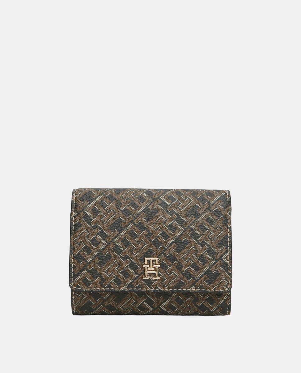 Cartera mediana de mujer con estampado monogram - Tommy Hilfiger - Negro Negro-1