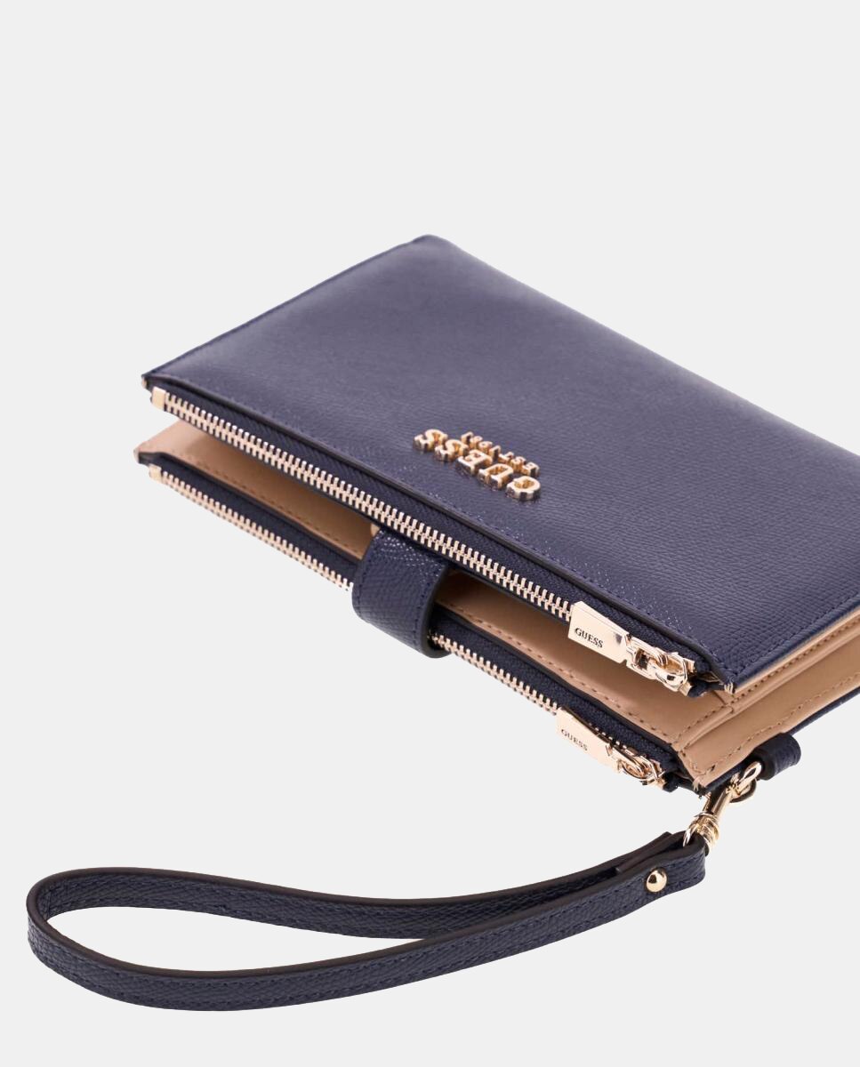 Mala Pouch com Fecho de Correr Superior e Logótipo Azul-escuro-5