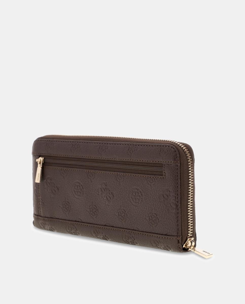 Carteira Blake de Formato Médio com Fecho de Correr e Acabamento Saffiano Castanho-escuro-3