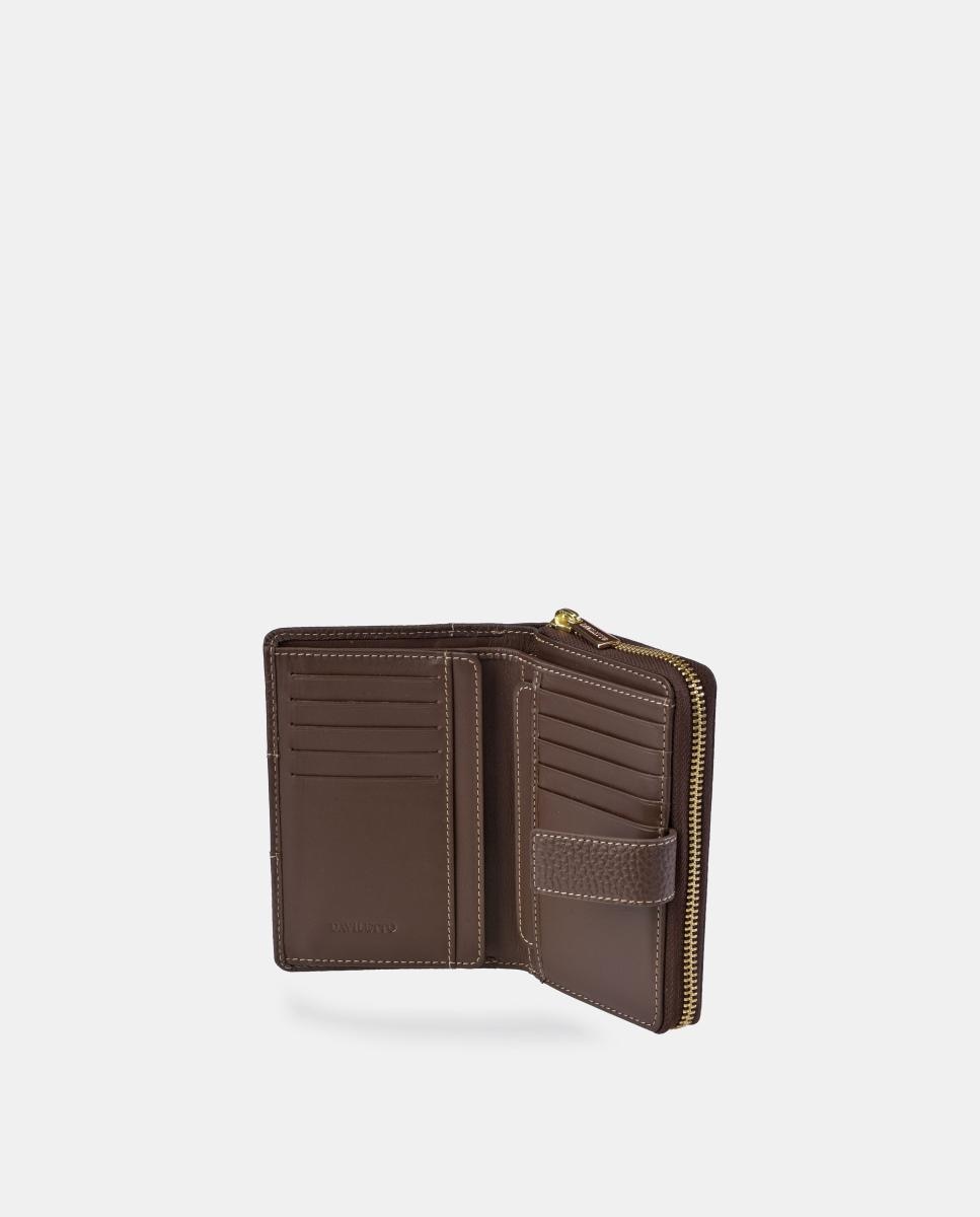 Porta-Moedas em Pele Granulada com Secção para Notas Castanho-escuro-4