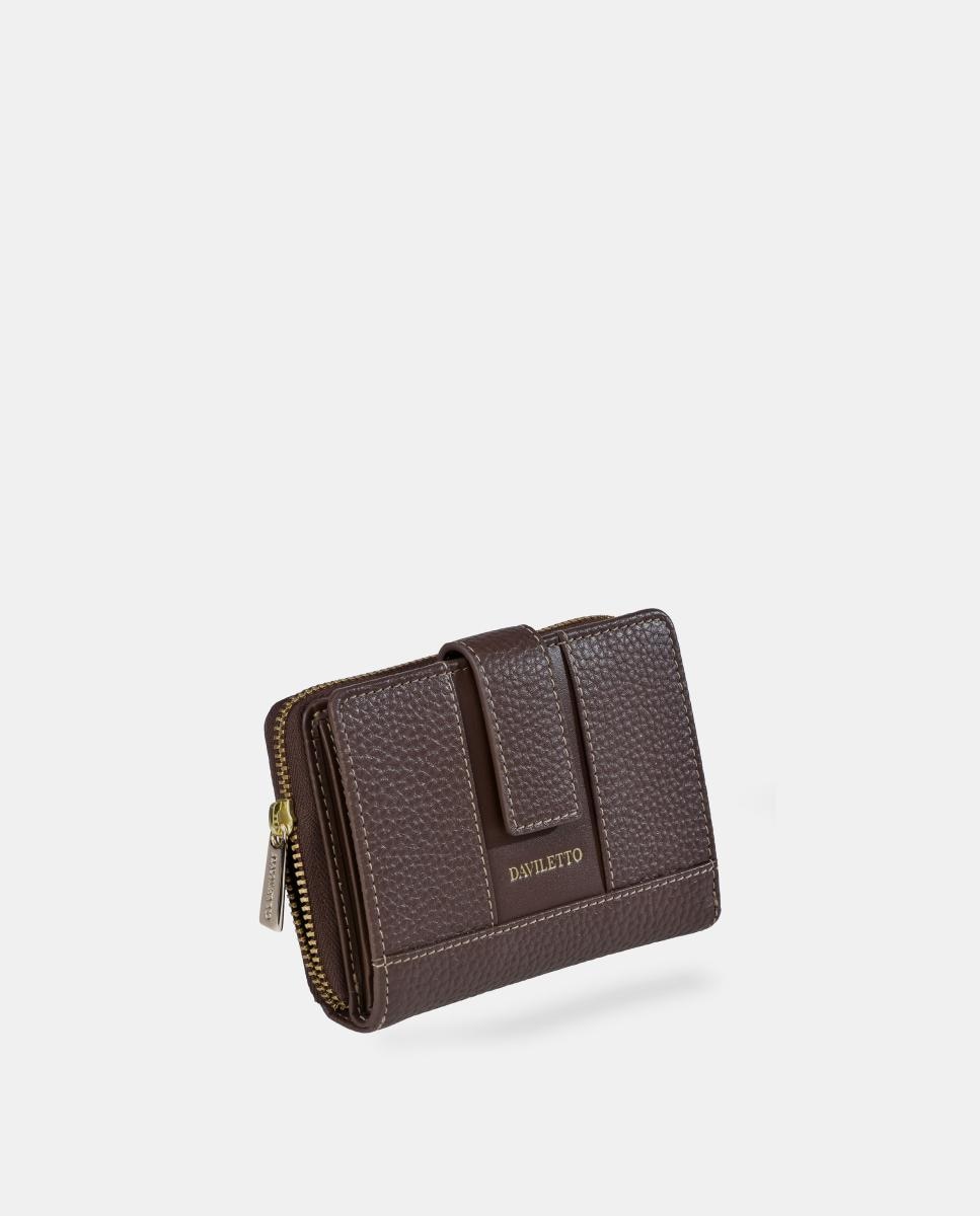 Porta-Moedas Médio em Pele Granulada com Secção para Notas Castanho-escuro-2