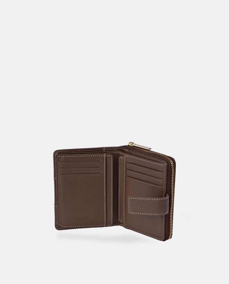Porta-Moedas Médio em Pele Granulada com Secção para Notas Castanho-escuro-4