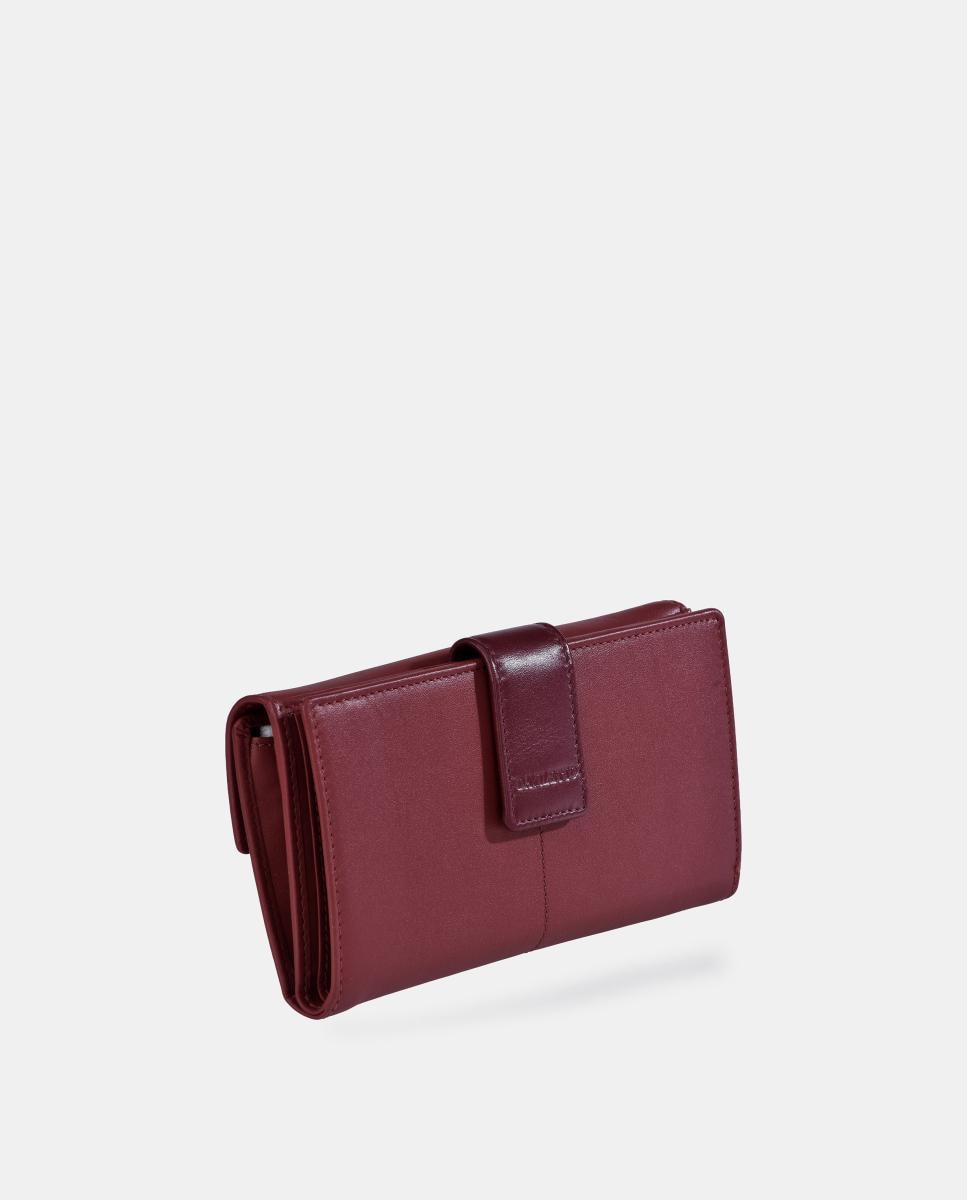 Porta-Moedas Grande em Pele com Secção para Notas Vermelho-2