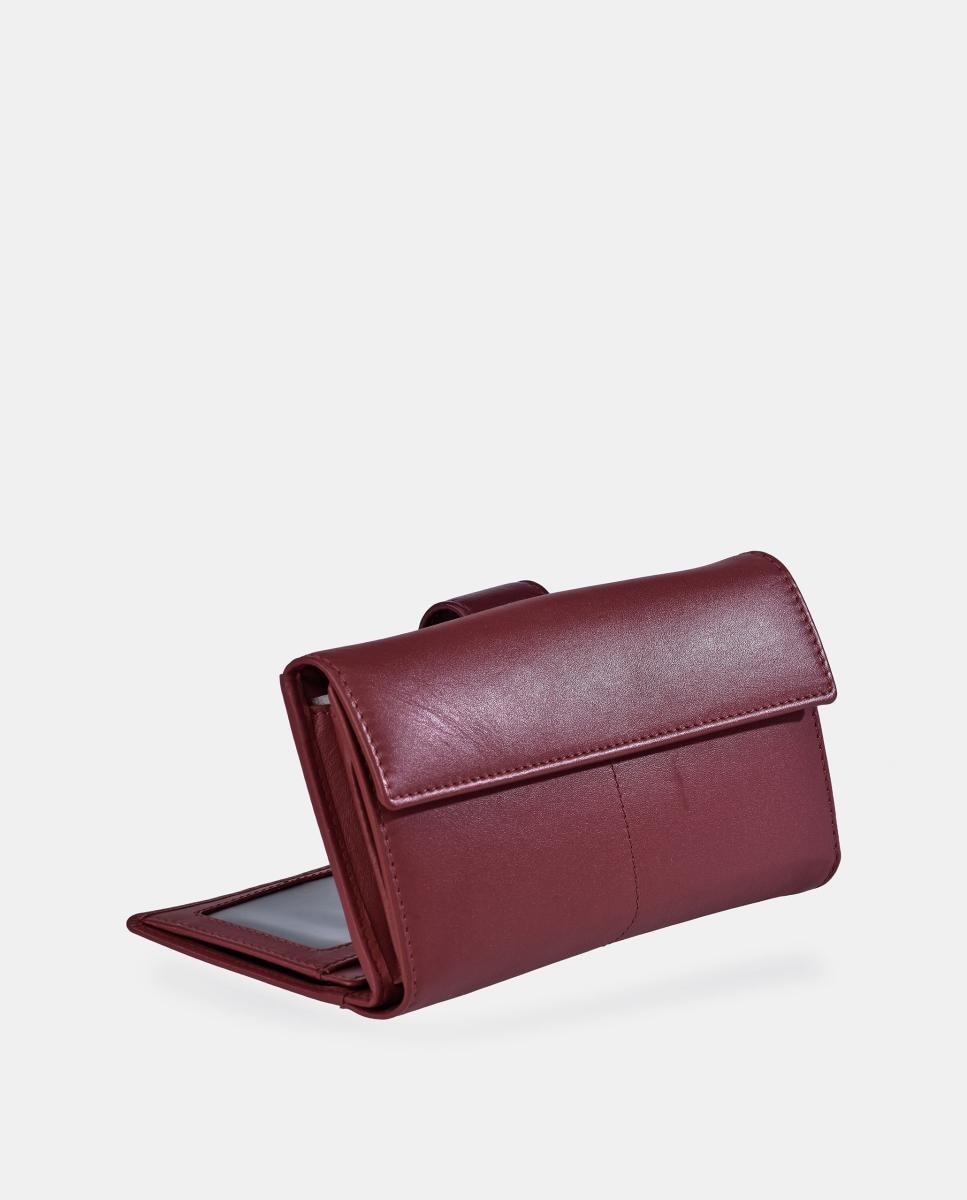 Porta-Moedas Grande em Pele com Secção para Notas Vermelho-3