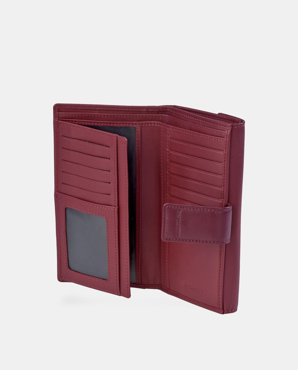 Porta-Moedas Grande em Pele com Secção para Notas Vermelho-5