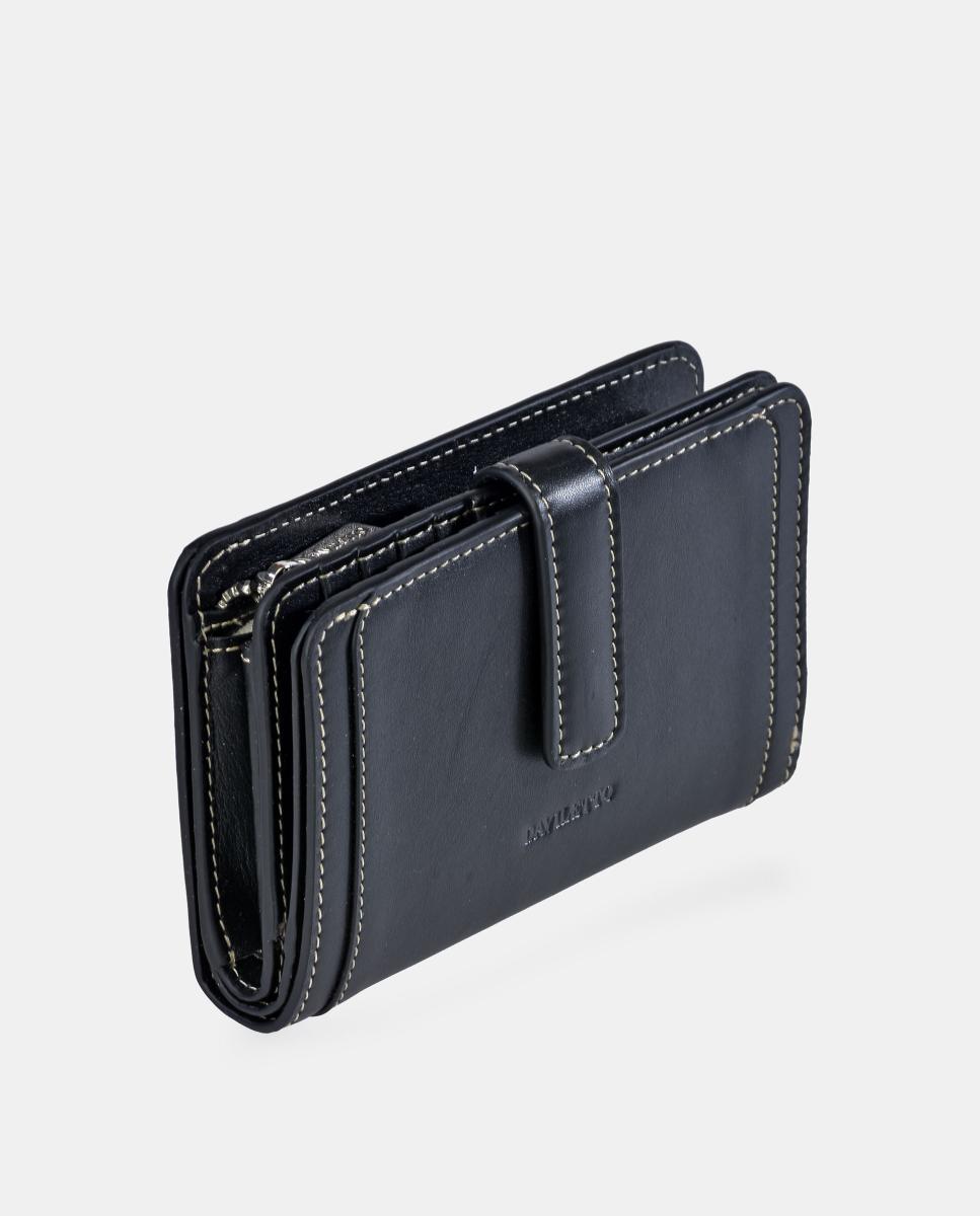 Porta-Moedas com Secção para Notas em Pele Preto-2