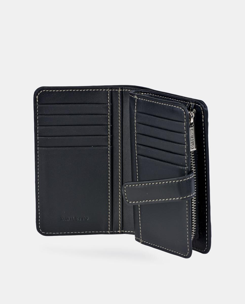 Porta-Moedas com Secção para Notas em Pele Preto-4