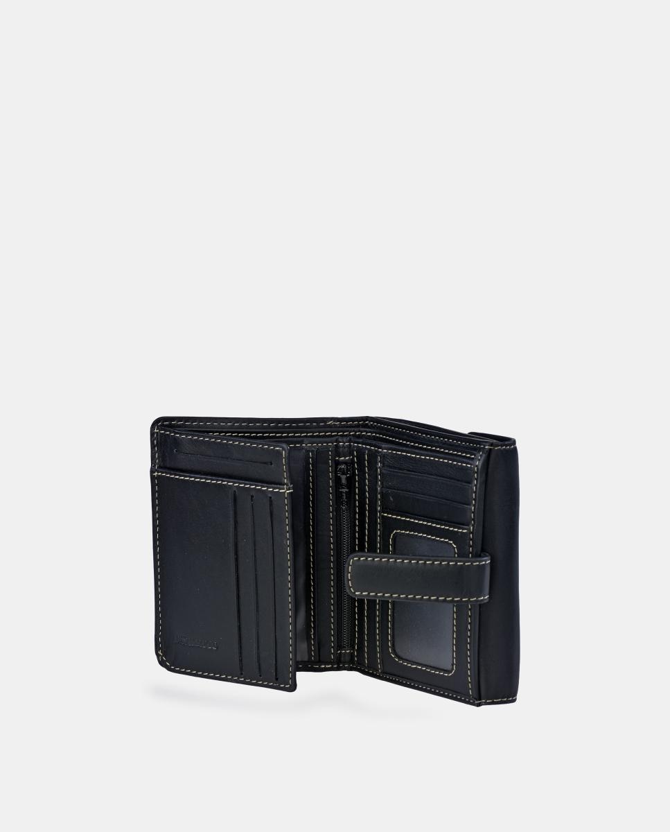 Porta-Moedas com Secção para Notas Compacto em Pele Preto-5