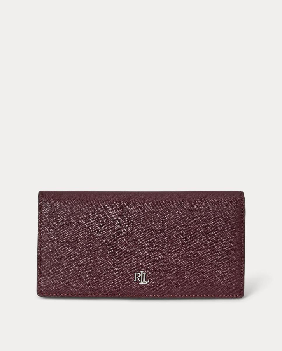 Cartera compacta de piel cruzada. - Lauren Ralph Lauren - Granate Granate-1