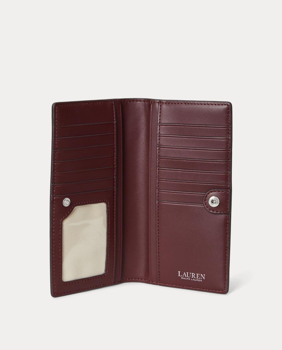 Cartera compacta de piel cruzada. - Lauren Ralph Lauren - Granate Granate-3