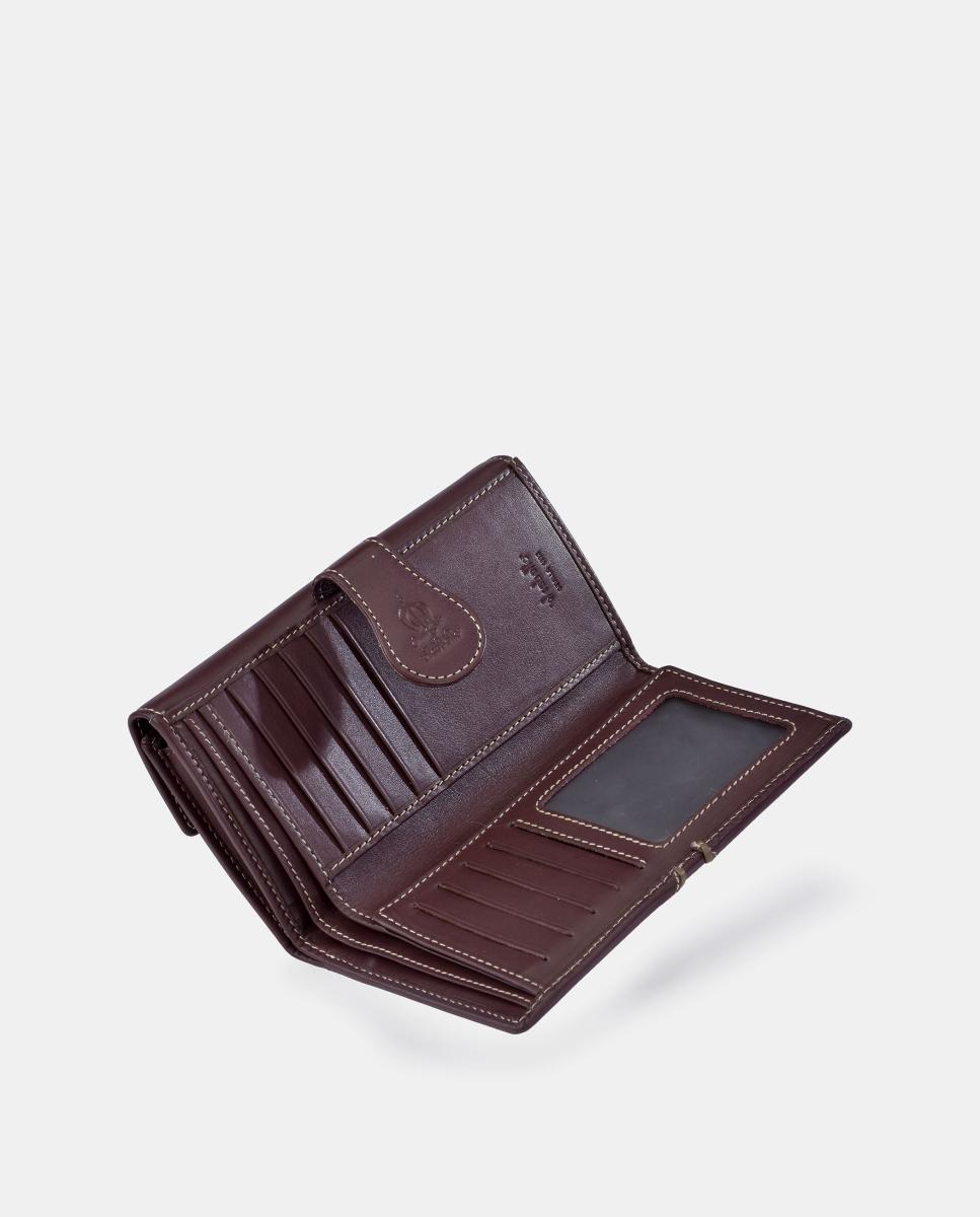 Porta-moedas e Porta-notas Grande em Pele para Mulher Grená-4