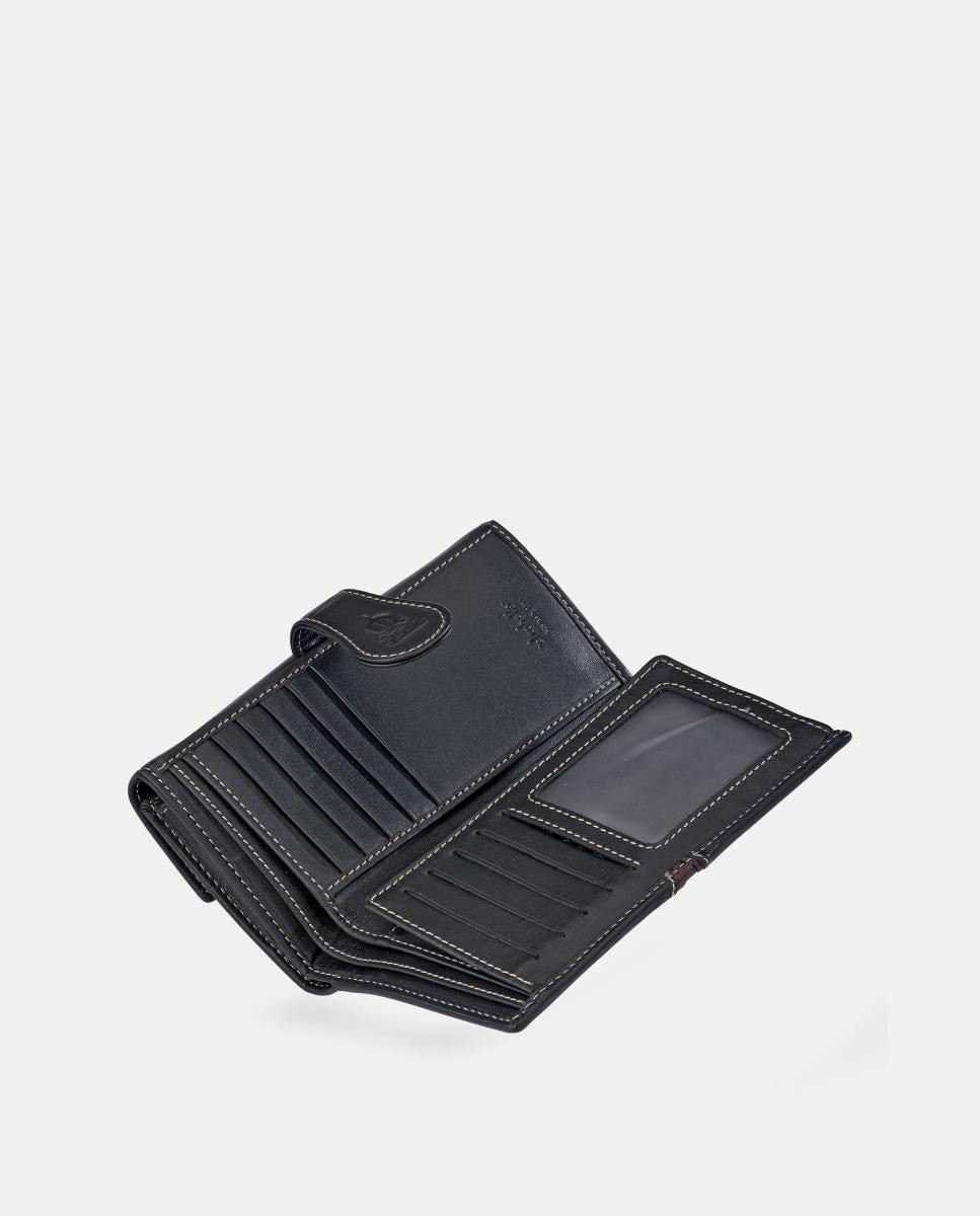 Porta-moedas e Porta-notas Grande em Pele para Mulher Preto-5