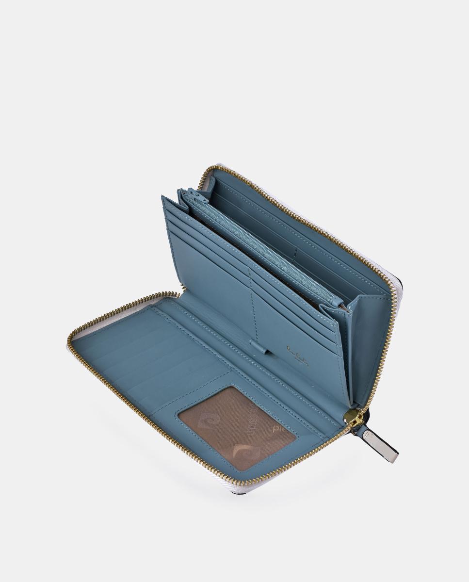 Monedero mujer Pierre Cardin grande con cremallera en piel combinada patchwork - Azul Azul-3